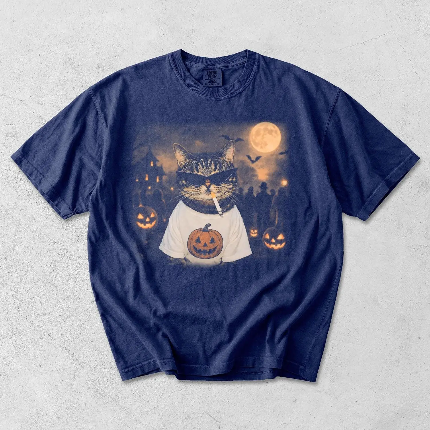 Comfort Colors Witch Cat Halloween Shirt, Cute Spooky Season Graphic Tee, Feline Lover Gift - photo 4