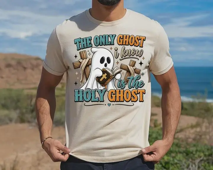Comfort Colors Christian Ghost Halloween Sweatshirt, Religious Scripture Bible Verse Cross Graphic Gift - photo 5