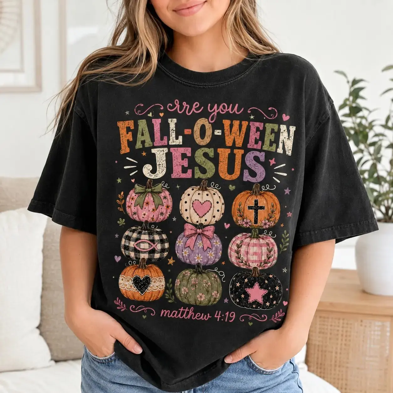 Comfort Colors Christian Halloween Shirt, Are You Fall-O-Ween Jesus Faith Based Religious Womens Tee