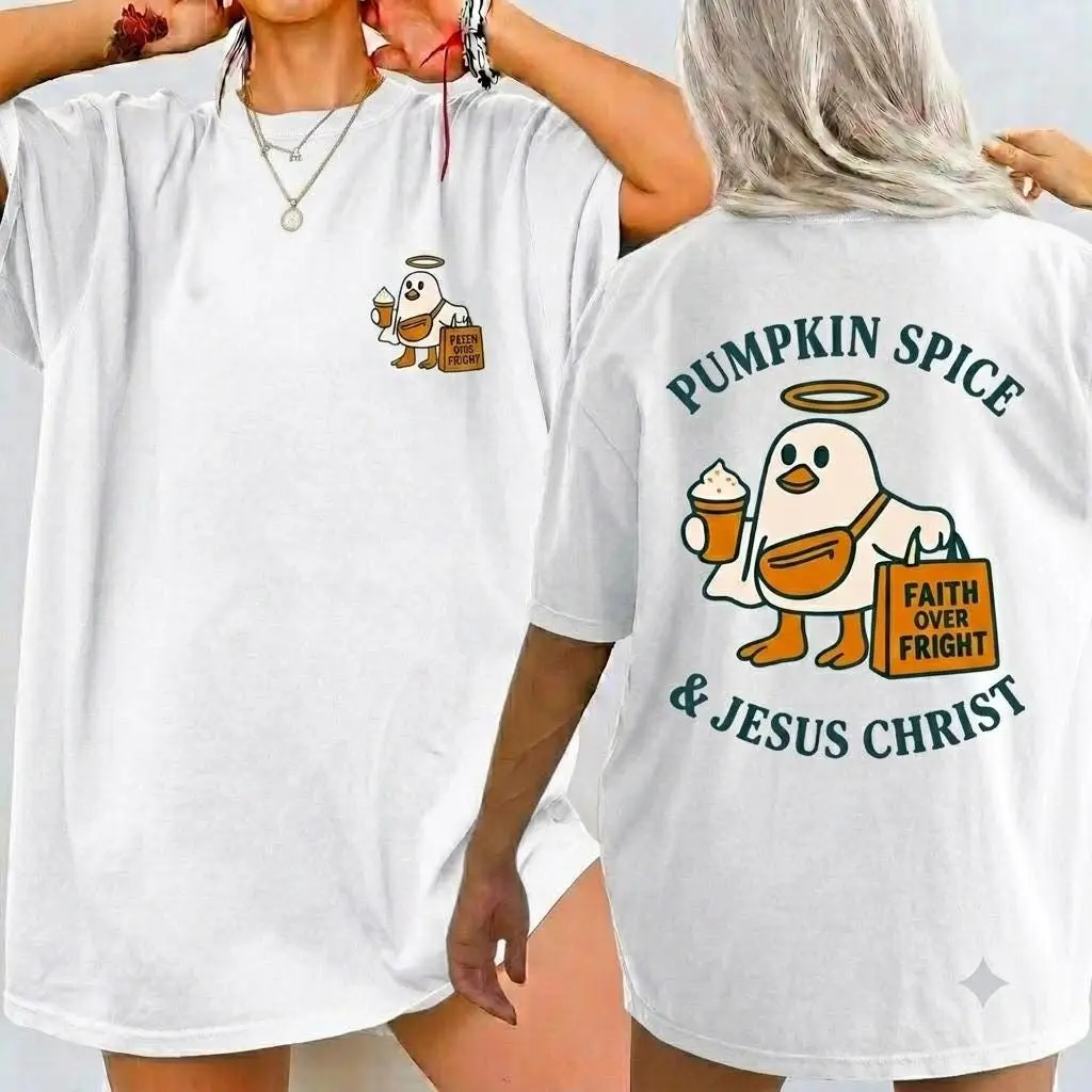 Comfort Colors Pumpkin Spice And The Spirit Of Christ Shirt, Cute Ghost Christian Halloween Fall Faith Tee - photo 2