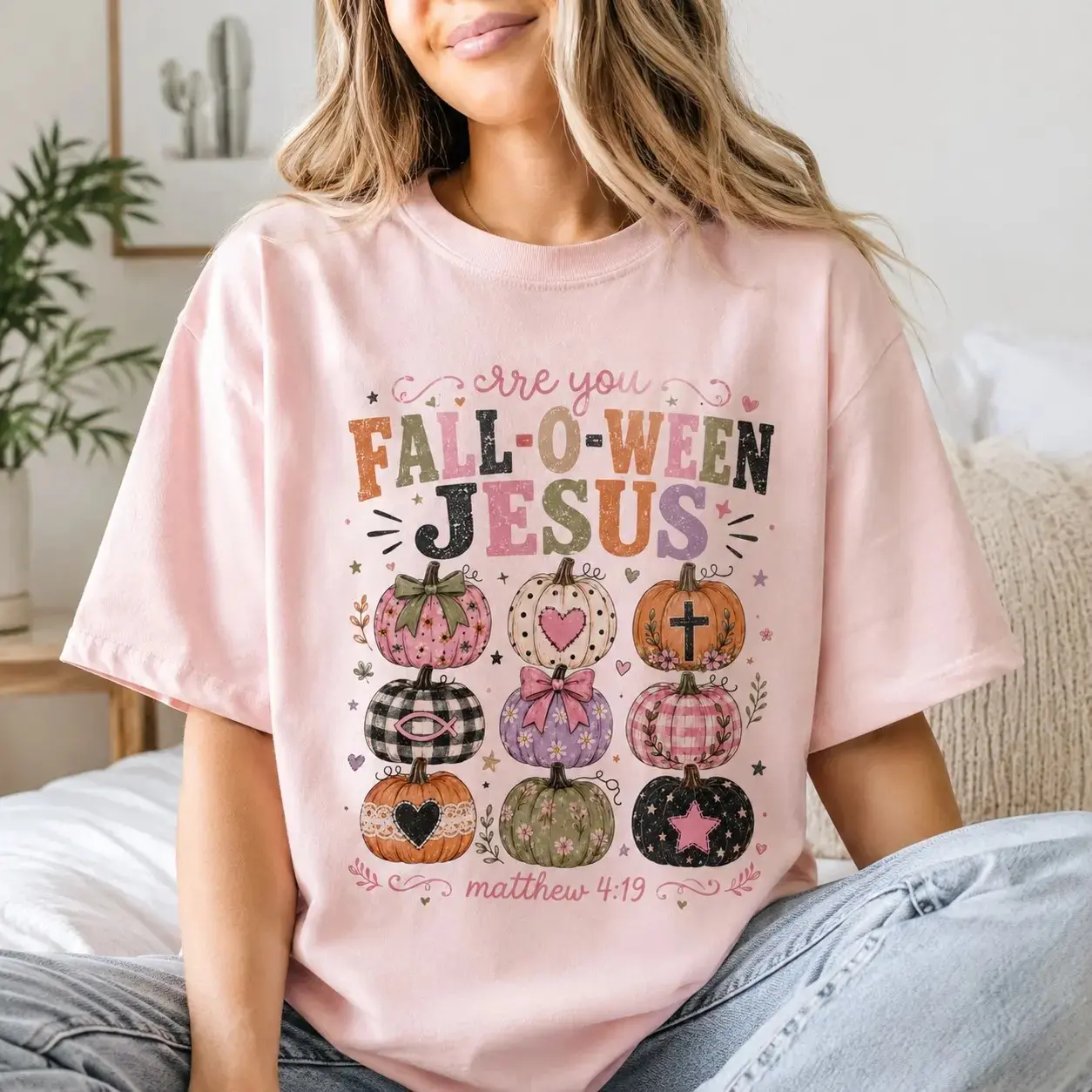 Comfort Colors Christian Halloween Shirt, Are You Fall-O-Ween Jesus Faith Based Religious Womens Tee - photo 4