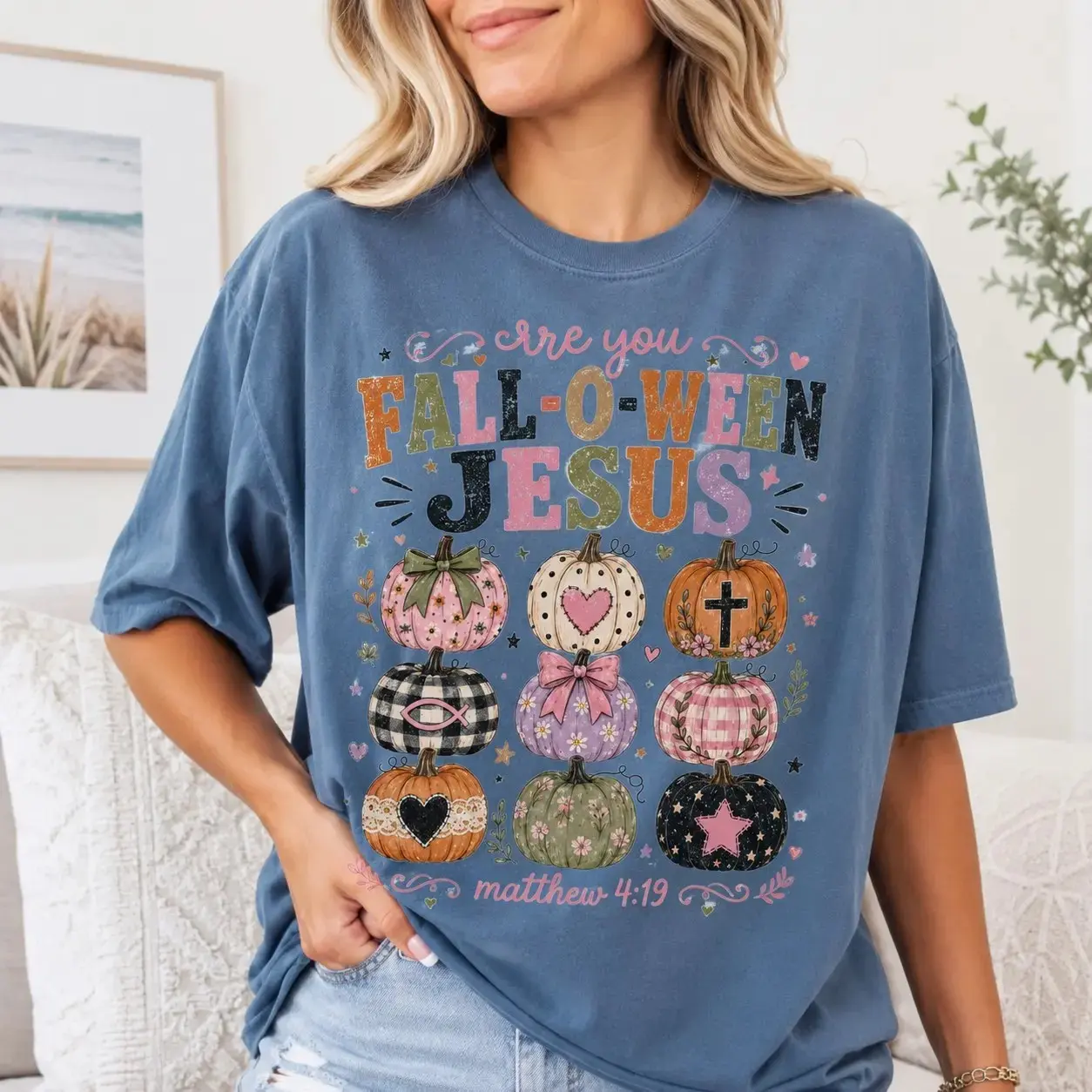 Comfort Colors Christian Halloween Shirt, Are You Fall-O-Ween Jesus Faith Based Religious Womens Tee - photo 5