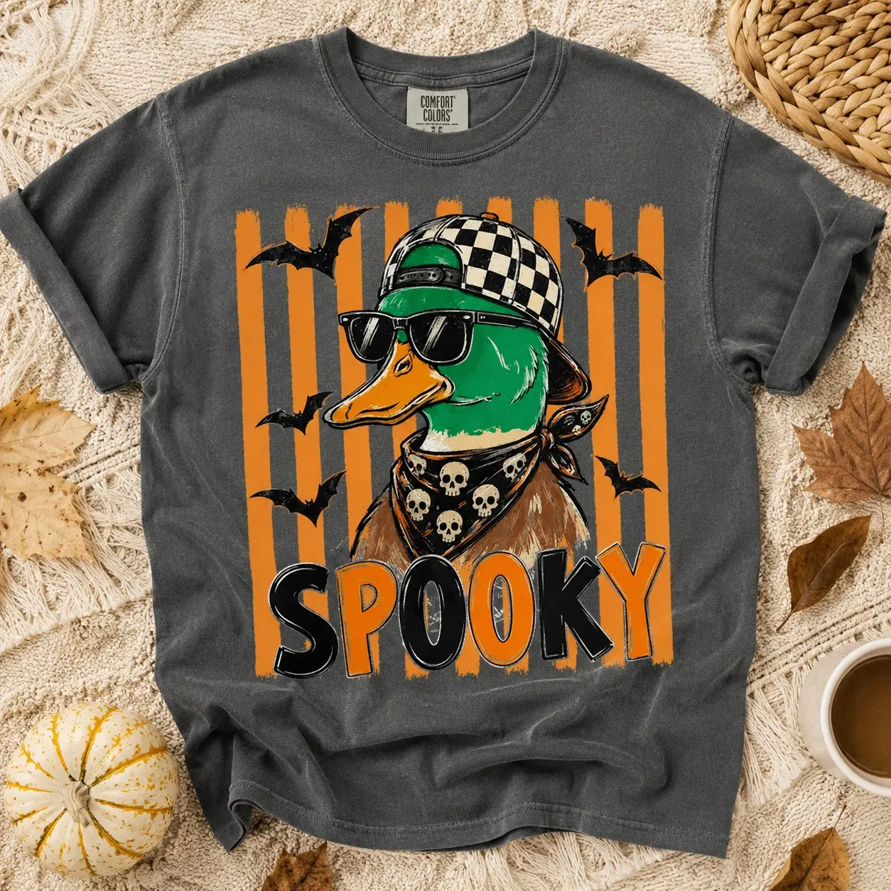 Comfort Colors Cool Spooky Mallard Duck Sunglasses Bandana Ladies Graphic Shirts Halloween Celebration - photo 2