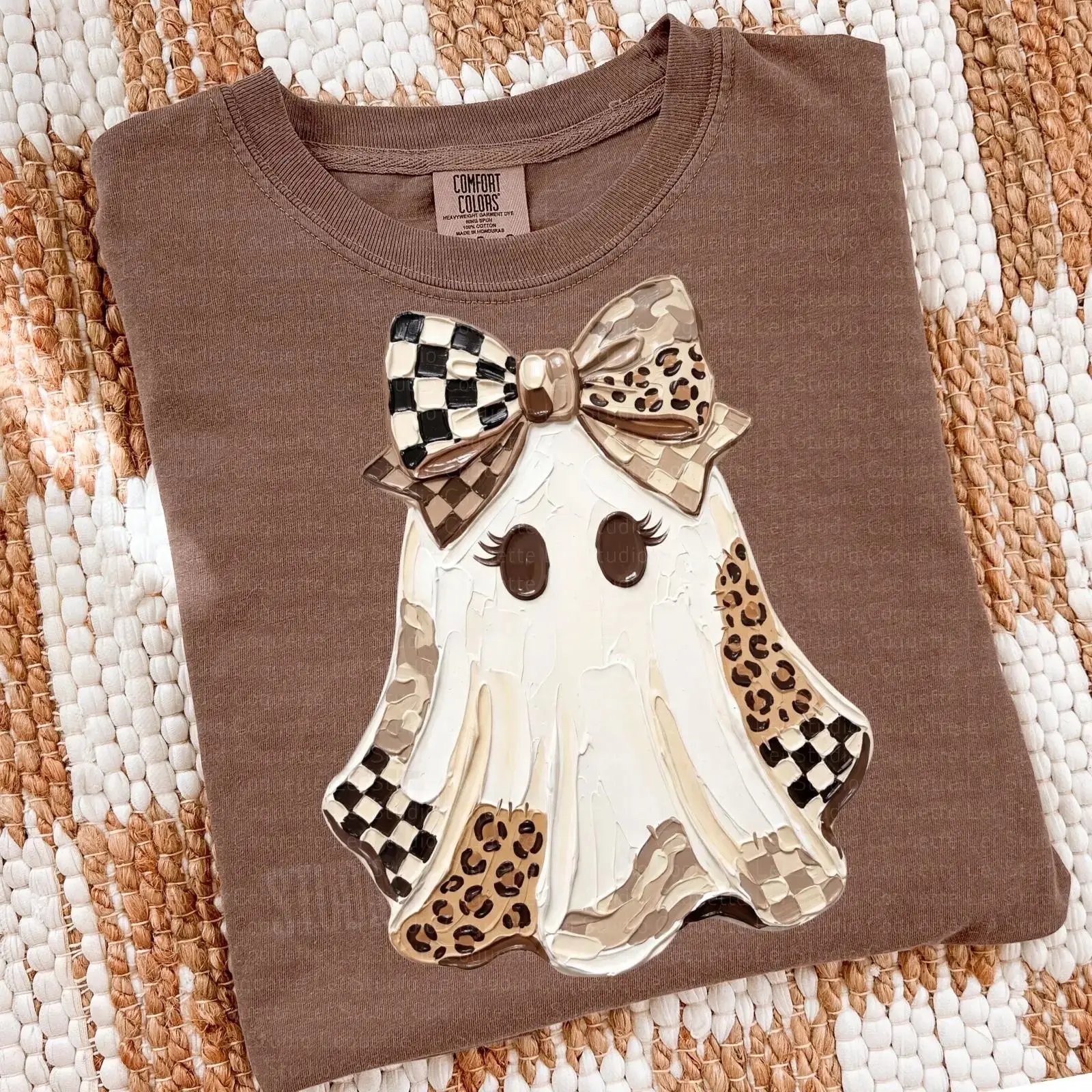 Comfort Colors Coquette Ghost Shirt, Preppy Retro Halloween Graphic Tee, Fall Girly Boho Womens Top - photo 5