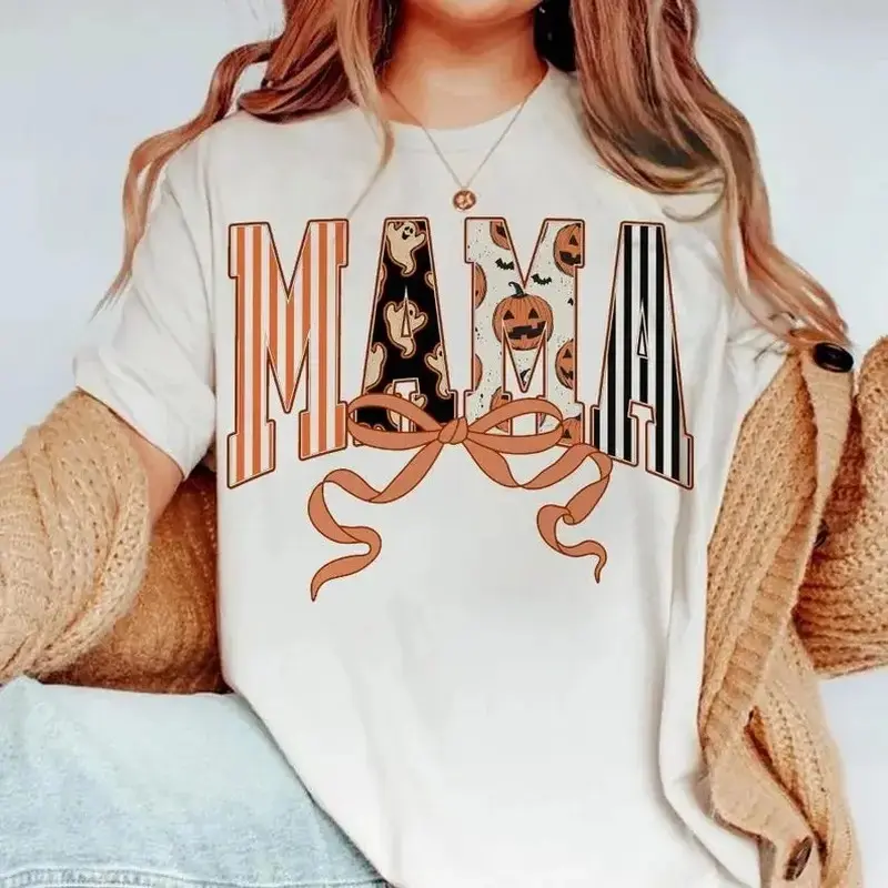 Comfort Colors Coquette Mama T-Shirt, Spooky Retro Fall Halloween Graphic Tee for Mom - photo 2