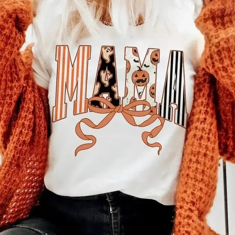 Comfort Colors Coquette Mama T-Shirt, Spooky Retro Fall Halloween Graphic Tee for Mom - photo 3