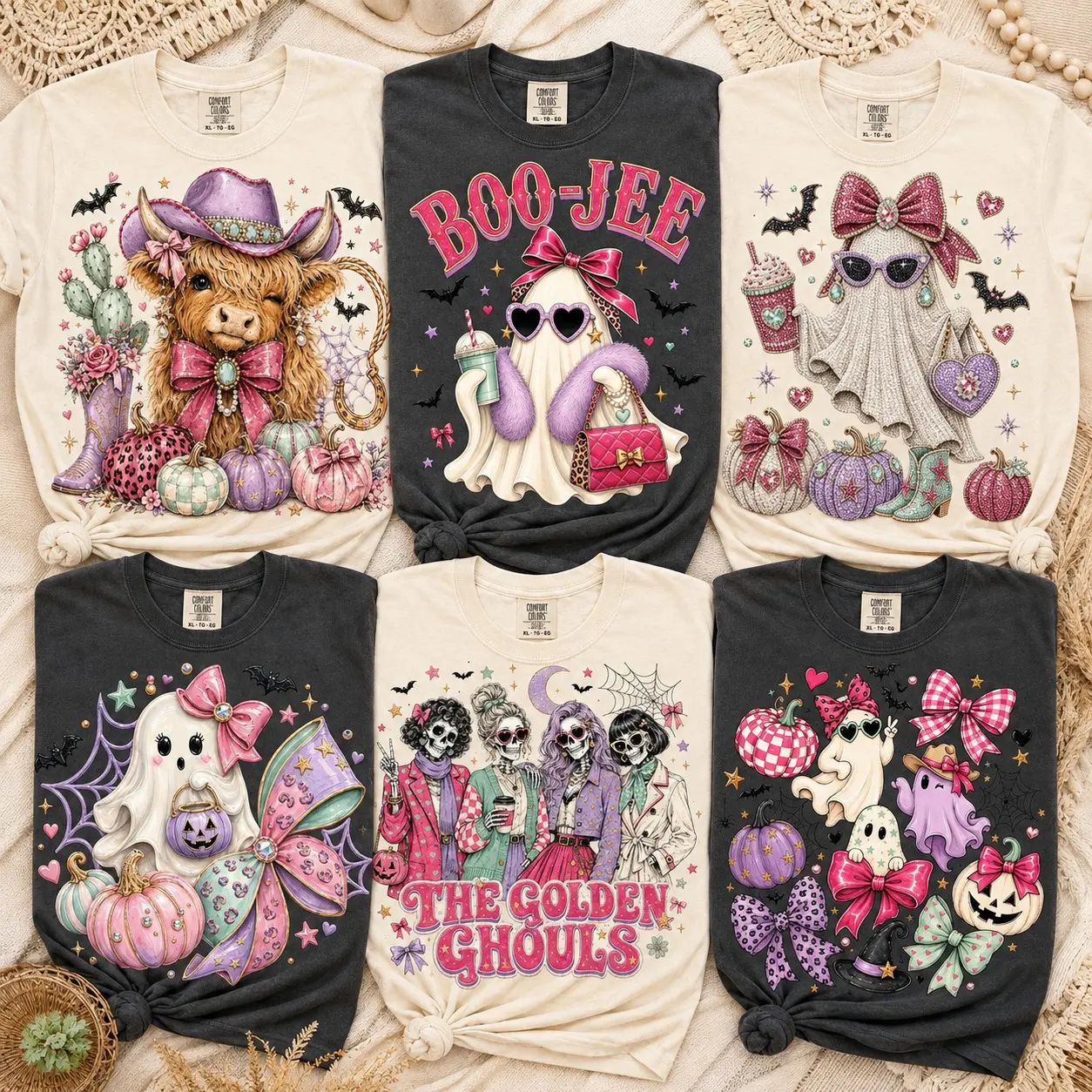 Comfort Colors Coquette Pink Boo-jee Ghost Shirts for Women Halloween Party