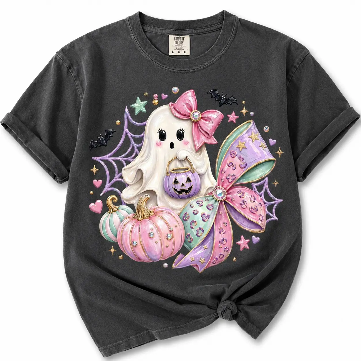 Comfort Colors Coquette Pink Boo-jee Ghost Shirts for Women Halloween Party - photo 4
