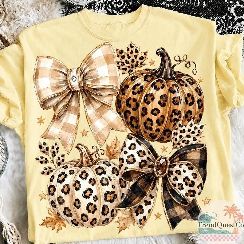 Comfort Colors Coquette Pumpkin Shirt, Retro Trendy Fall Season Graphic Tee - photo 3