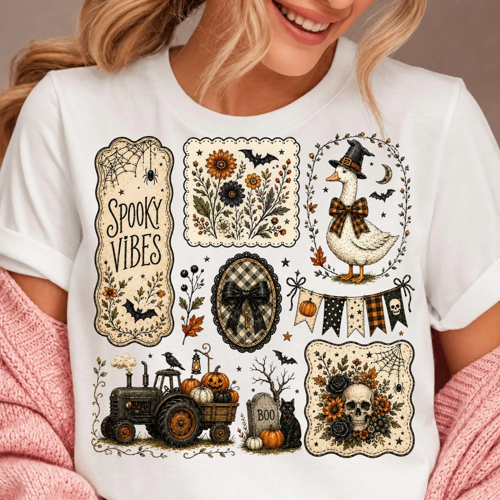 Comfort Colors Cottagecore Fall Shirt, Trending Boutique Silly Goose Tee, Retro Halloween Spooky Season Graphic Top