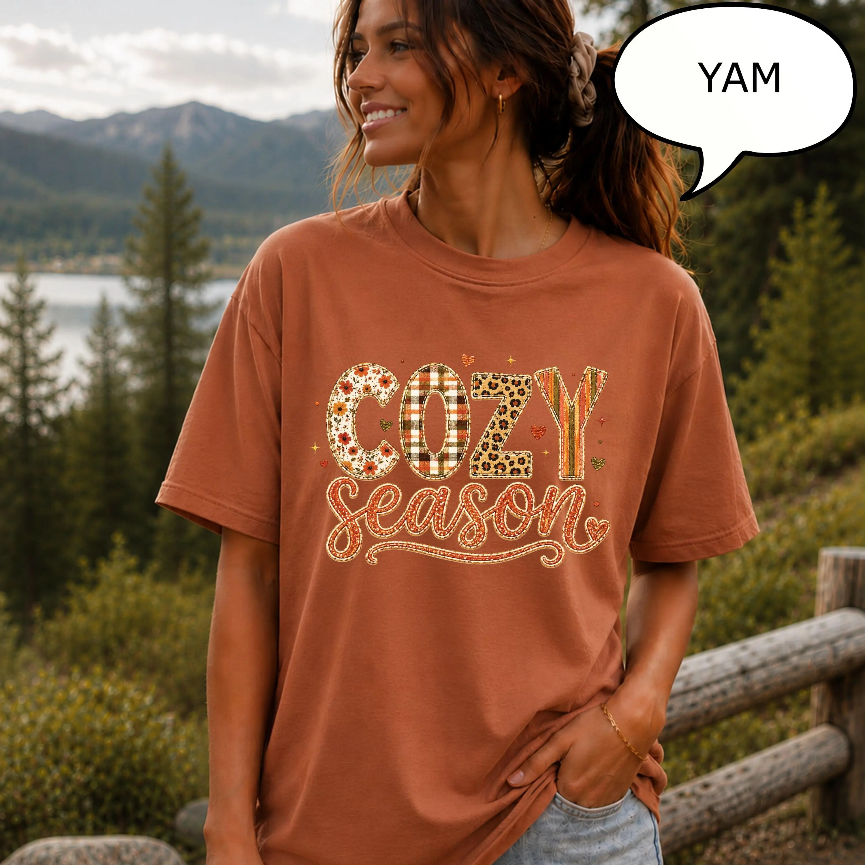 Comfort Colors Cozy Season Shirt for Women, Fall Aesthetic Autumn Soft Oversized Pumpkin Spice Graphic Tee - photo 4
