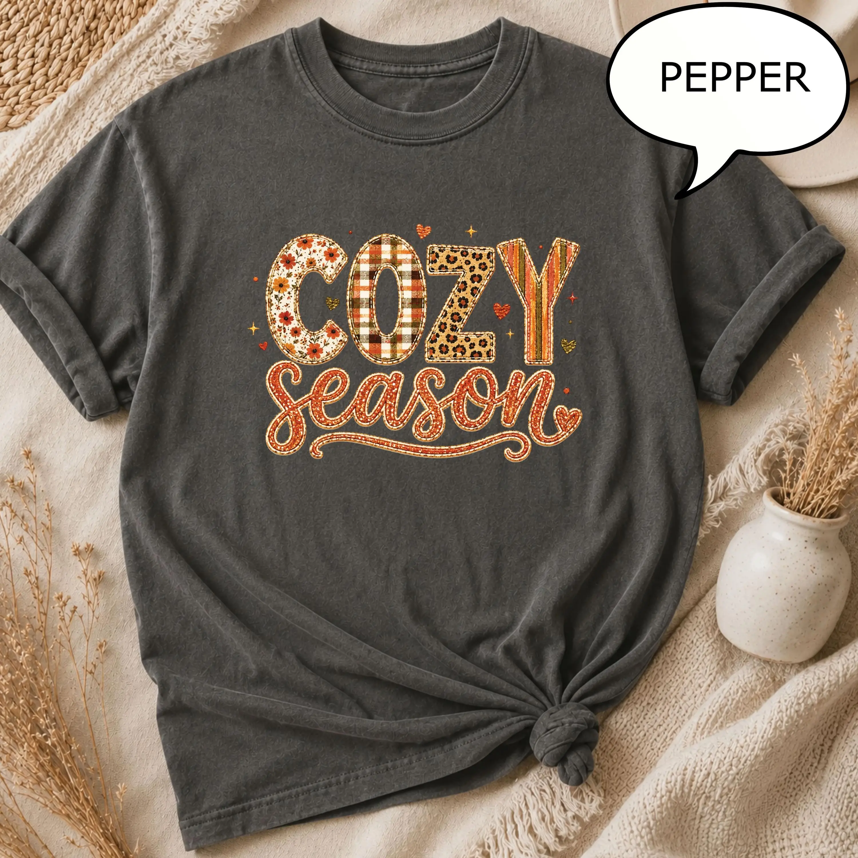 Comfort Colors Cozy Season Shirt for Women, Fall Aesthetic Autumn Soft Oversized Pumpkin Spice Graphic Tee - photo 5