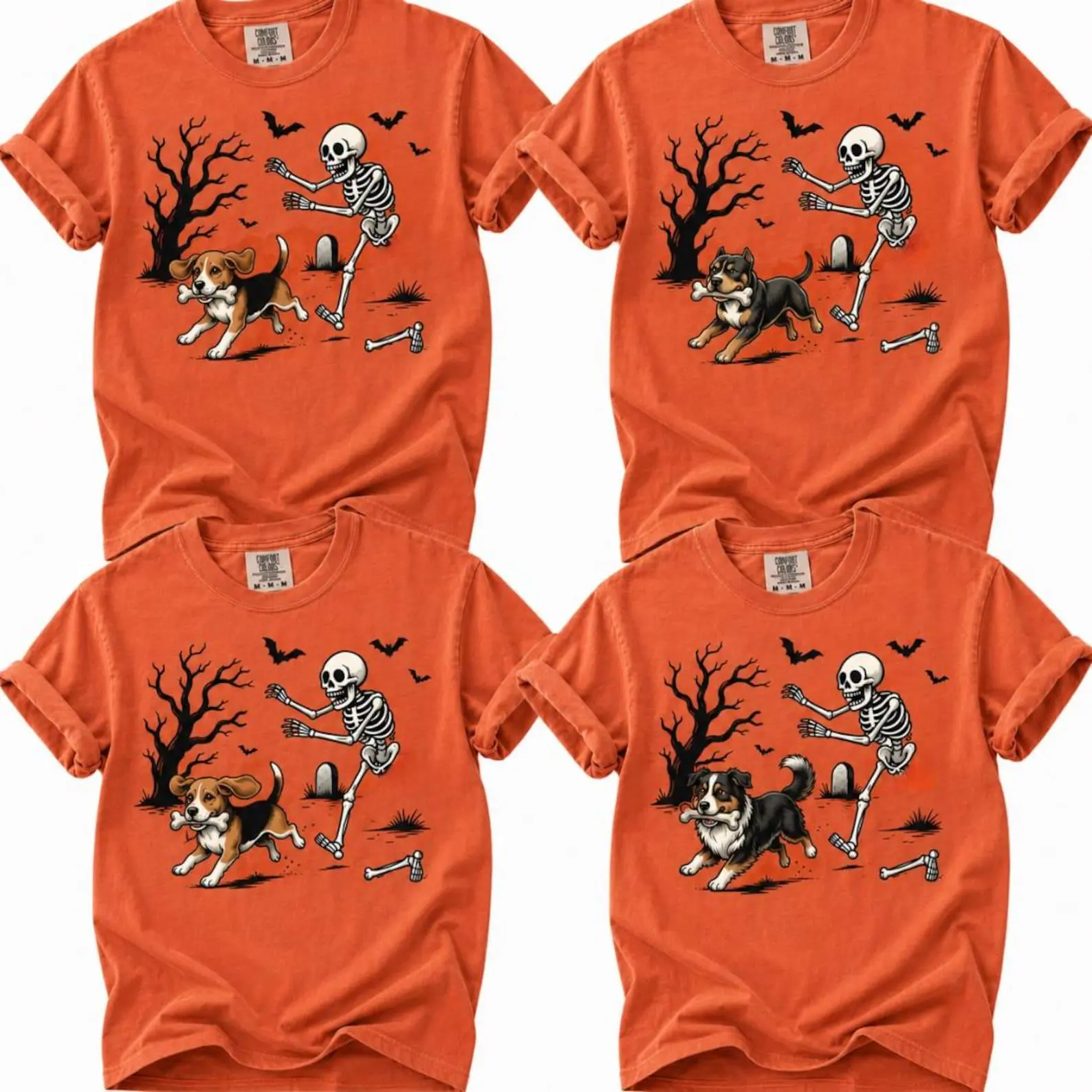Comfort Colors Custom Breed Halloween Skeleton Shirt, Spooky Season Tee, Funny Weiner Dog Lover Gift
