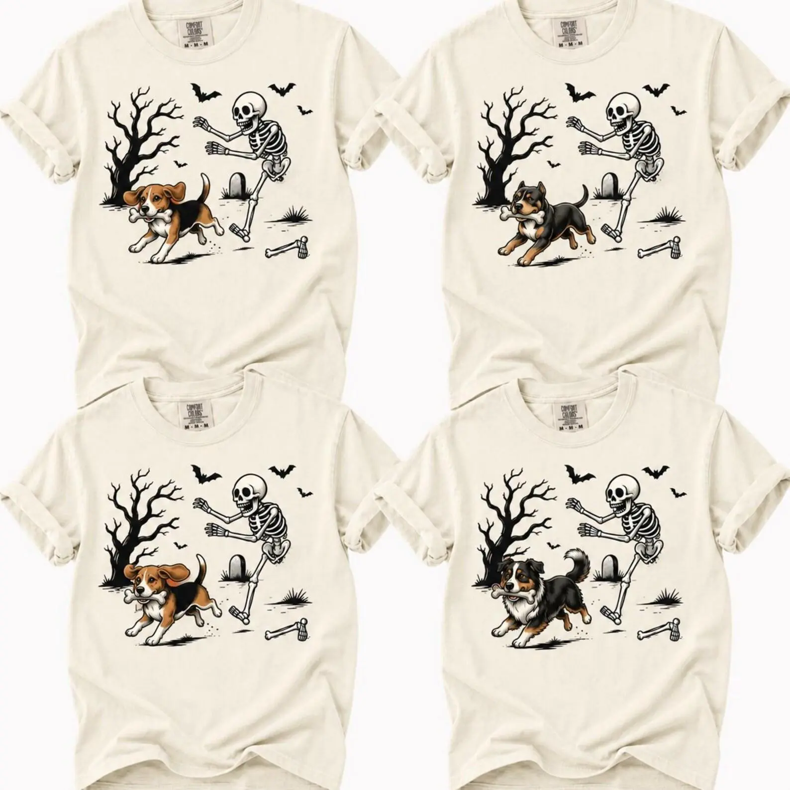 Comfort Colors Custom Breed Halloween Skeleton Shirt, Spooky Season Tee, Funny Weiner Dog Lover Gift - photo 2