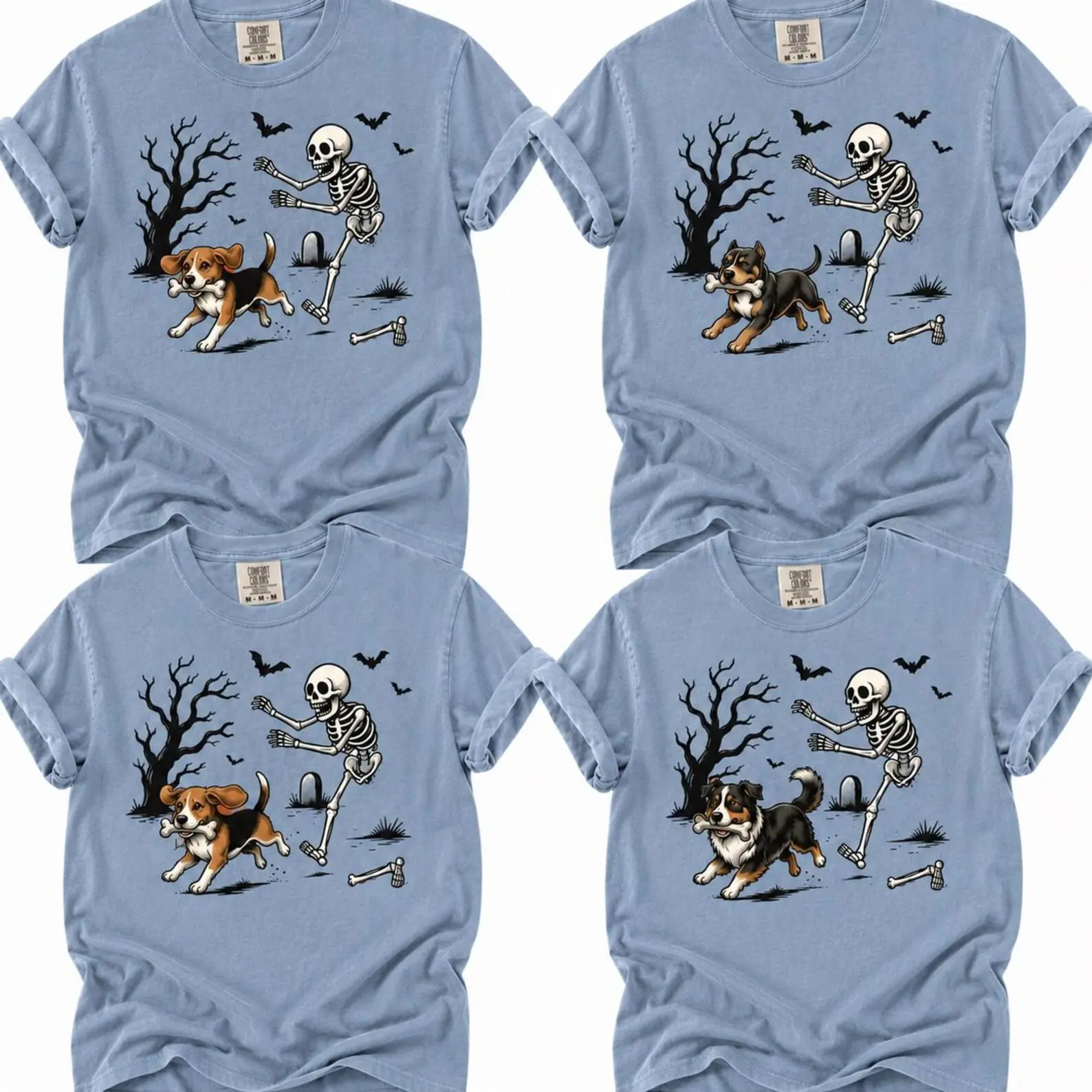 Comfort Colors Custom Breed Halloween Skeleton Shirt, Spooky Season Tee, Funny Weiner Dog Lover Gift - photo 3