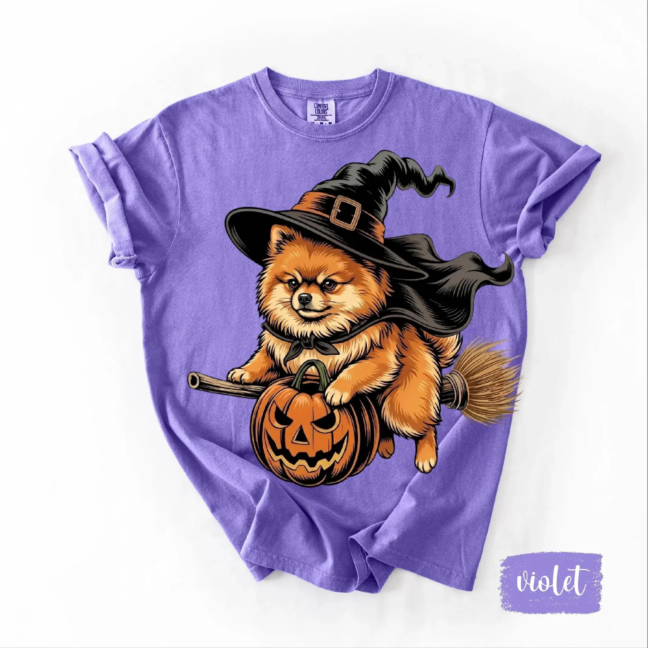 Comfort Colors Custom 50+ Dog Breed Halloween Shirt, Witch Costume Print Tee, Cute Style for Lovers - photo 2