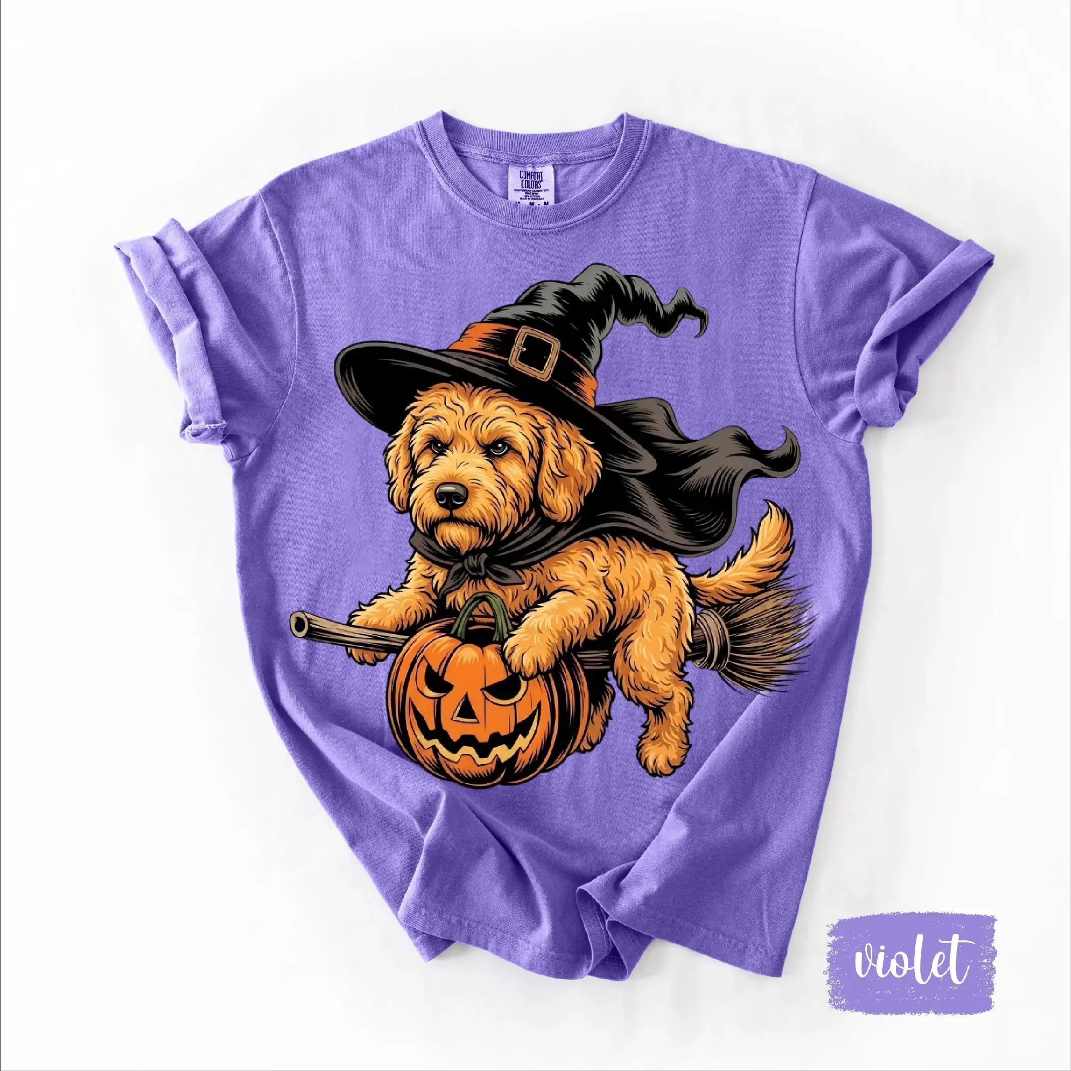 Comfort Colors Custom 50+ Dog Breed Halloween Shirt, Witch Costume Print Tee, Cute Style for Lovers - photo 3