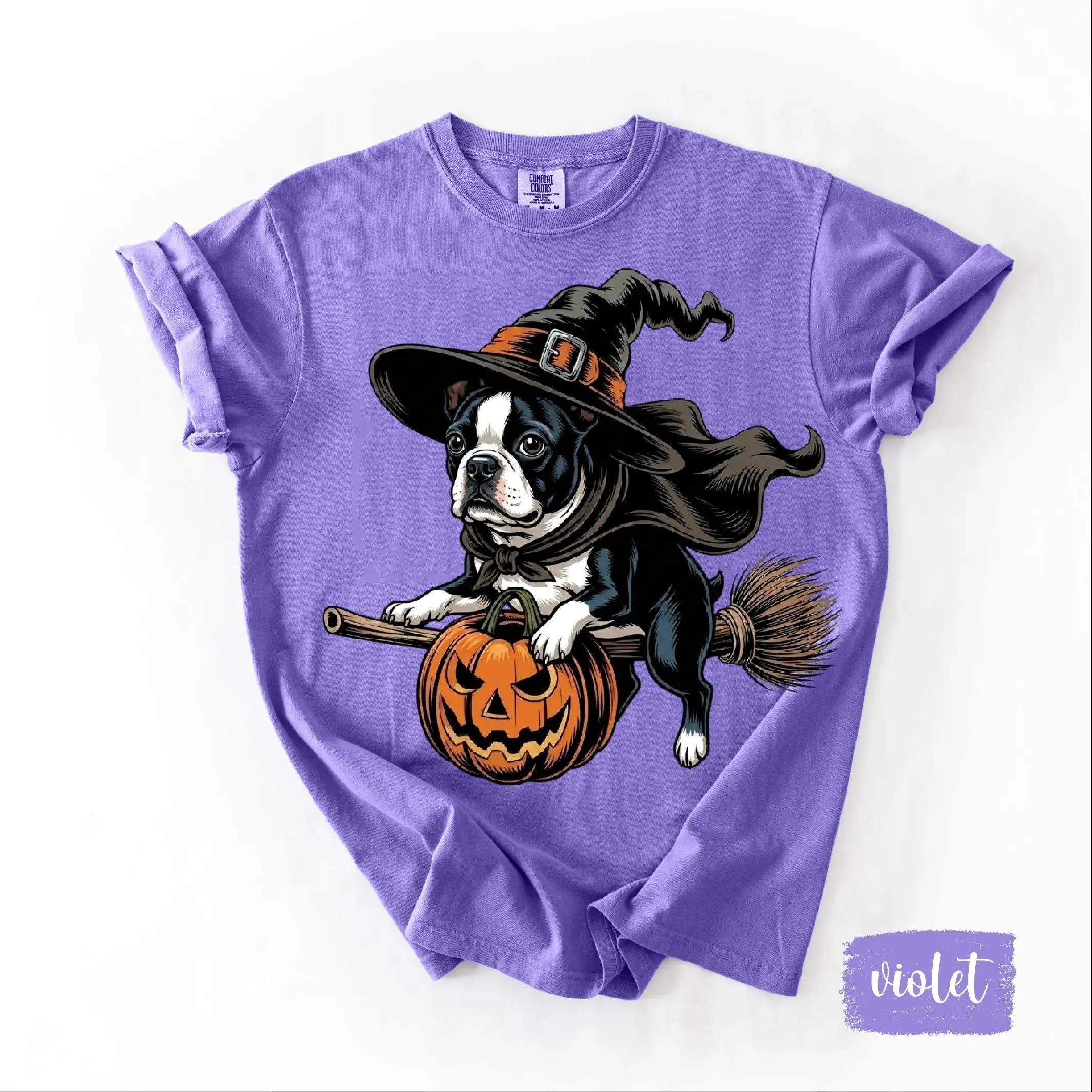 Comfort Colors Custom 50+ Dog Breed Halloween Shirt, Witch Costume Print Tee, Cute Style for Lovers - photo 4