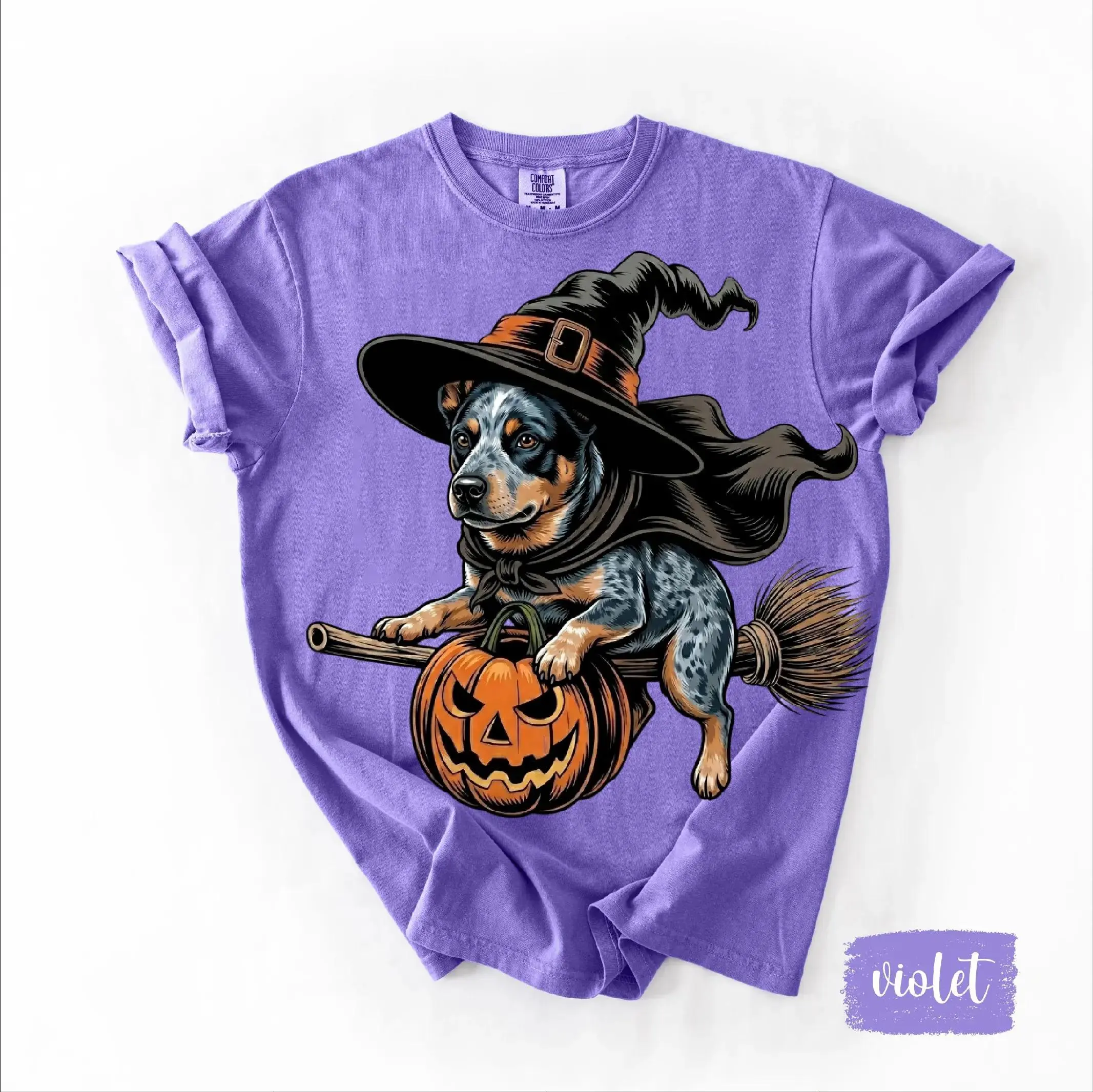Comfort Colors Custom 50+ Dog Breed Halloween Shirt, Witch Costume Print Tee, Cute Style for Lovers - photo 5
