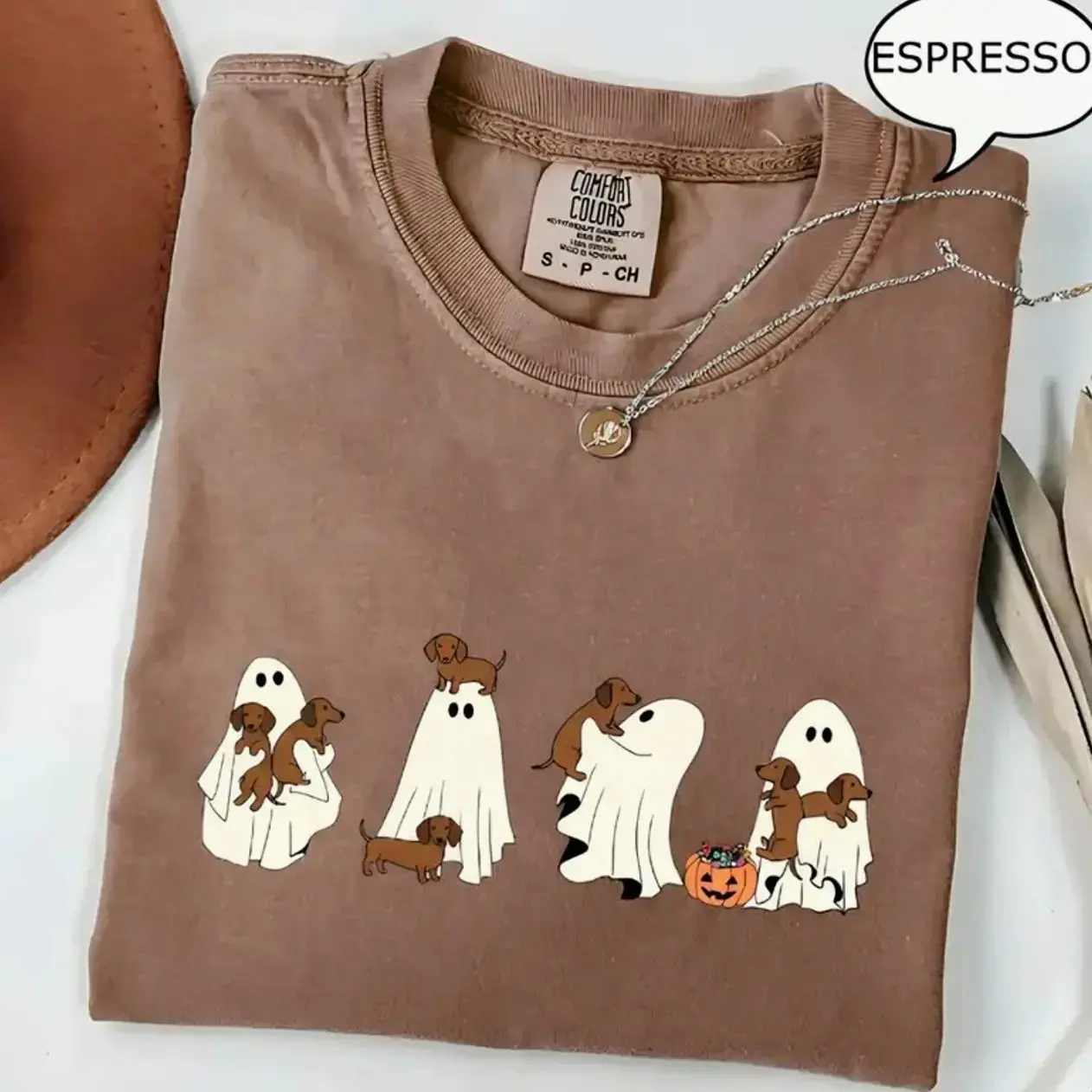 Comfort Colors Custom Dog Halloween Espresso Shirt, 50+ Breeds Available Ghost Boba Tea Funny Dog Gift Tee - photo 2
