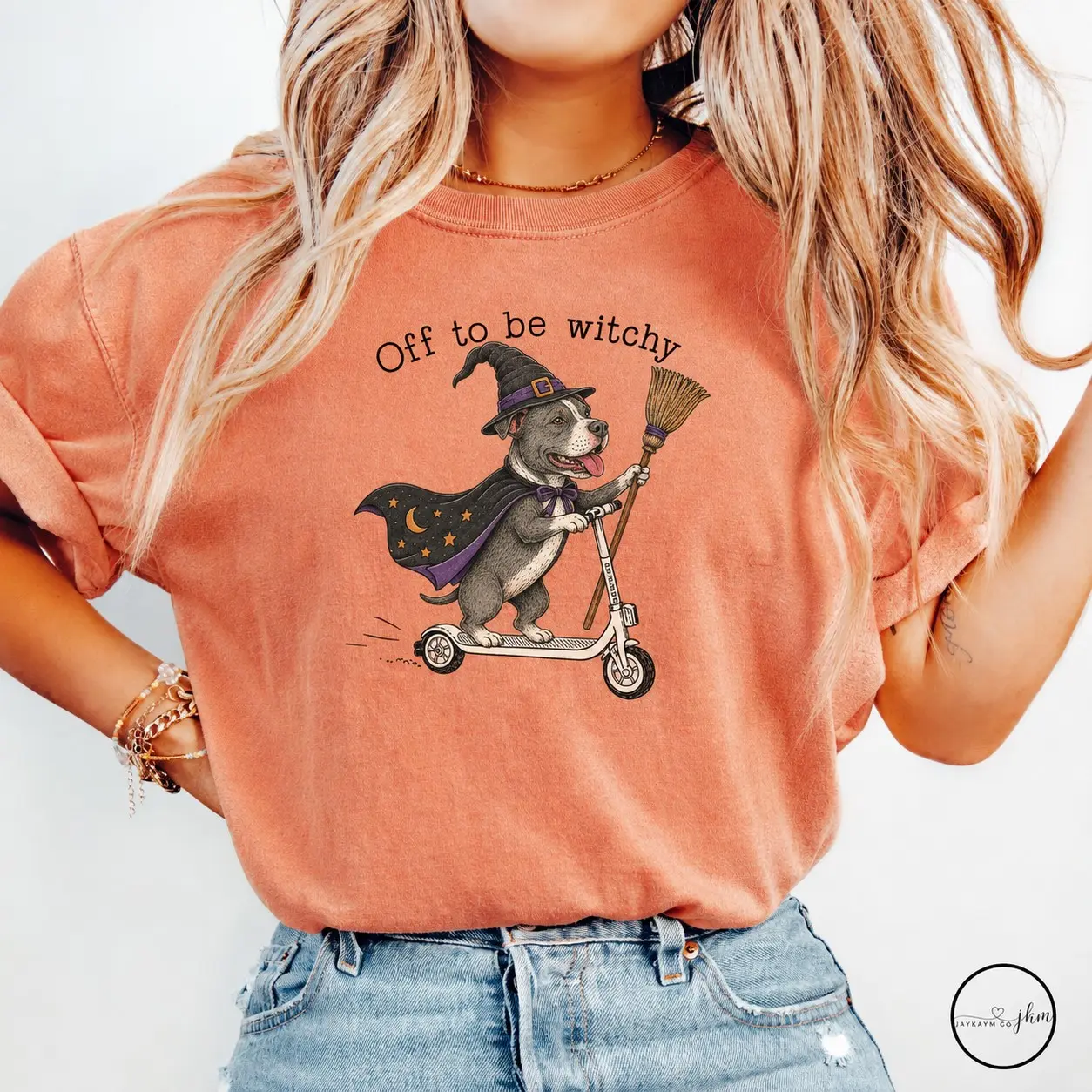 Comfort Colors Custom Dogs Off to Be Witchy Shirt, Personalized Dog Mom Halloween Tee, Pet Lover Gift - photo 3