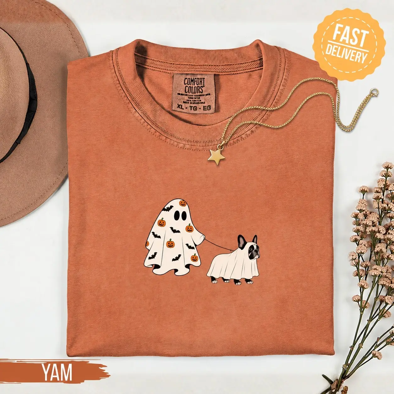 Comfort Colors Custom Ghost Dog Shirt, Halloween Pet Lover Gift, Spooky Season Walking Tee for Women - photo 4
