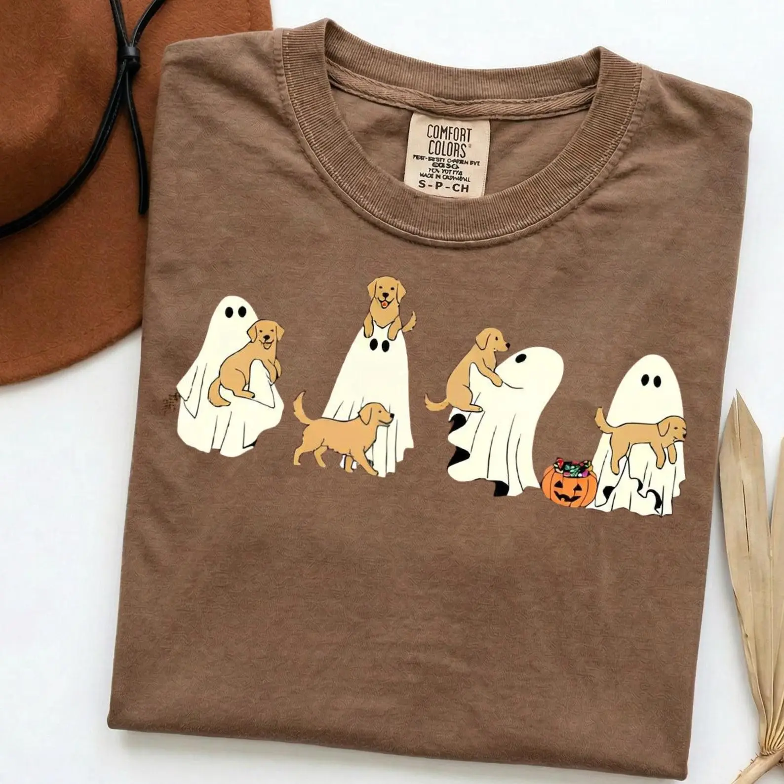 Comfort Colors Custom Halloween Dog Hoodie, Cute Dogs Playing With Ghost Costume, Spooky Season Gift For Lovers - photo 4
