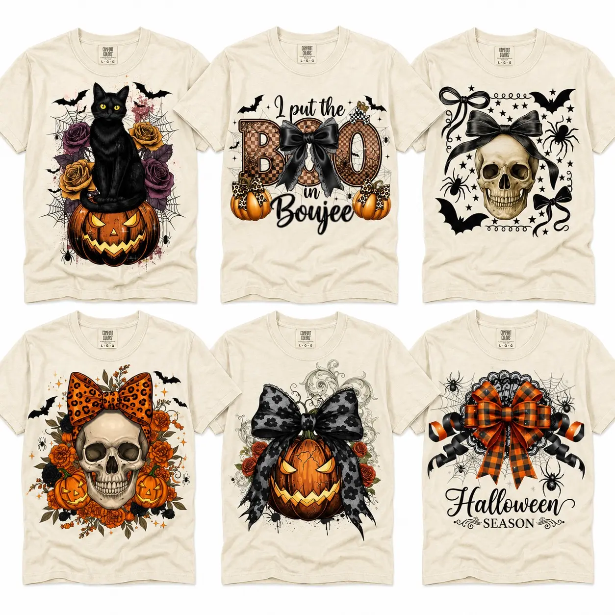 Comfort Colors Cute Coquette Halloween Bow Skull Pumpkin Shirt, Womens Spooky Retro October Party Graphic Tee, Sister Gift