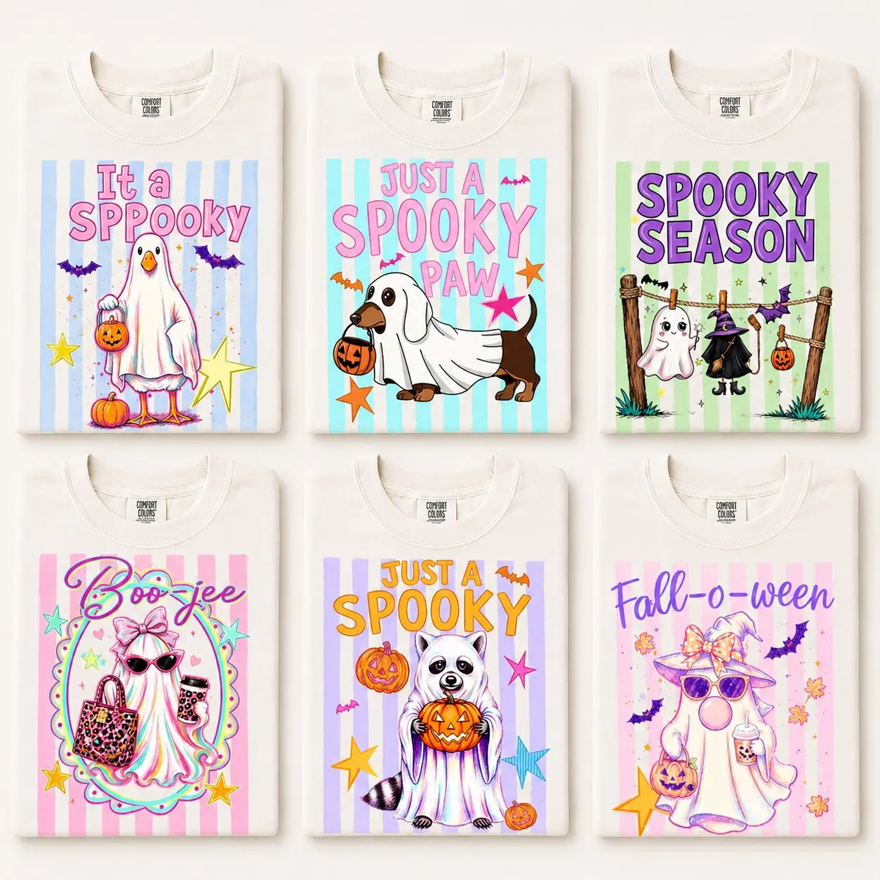 Comfort Colors Cute Ghost Animals Dachshund Goose Boo-jee Women Graphic Shirts Halloween Party