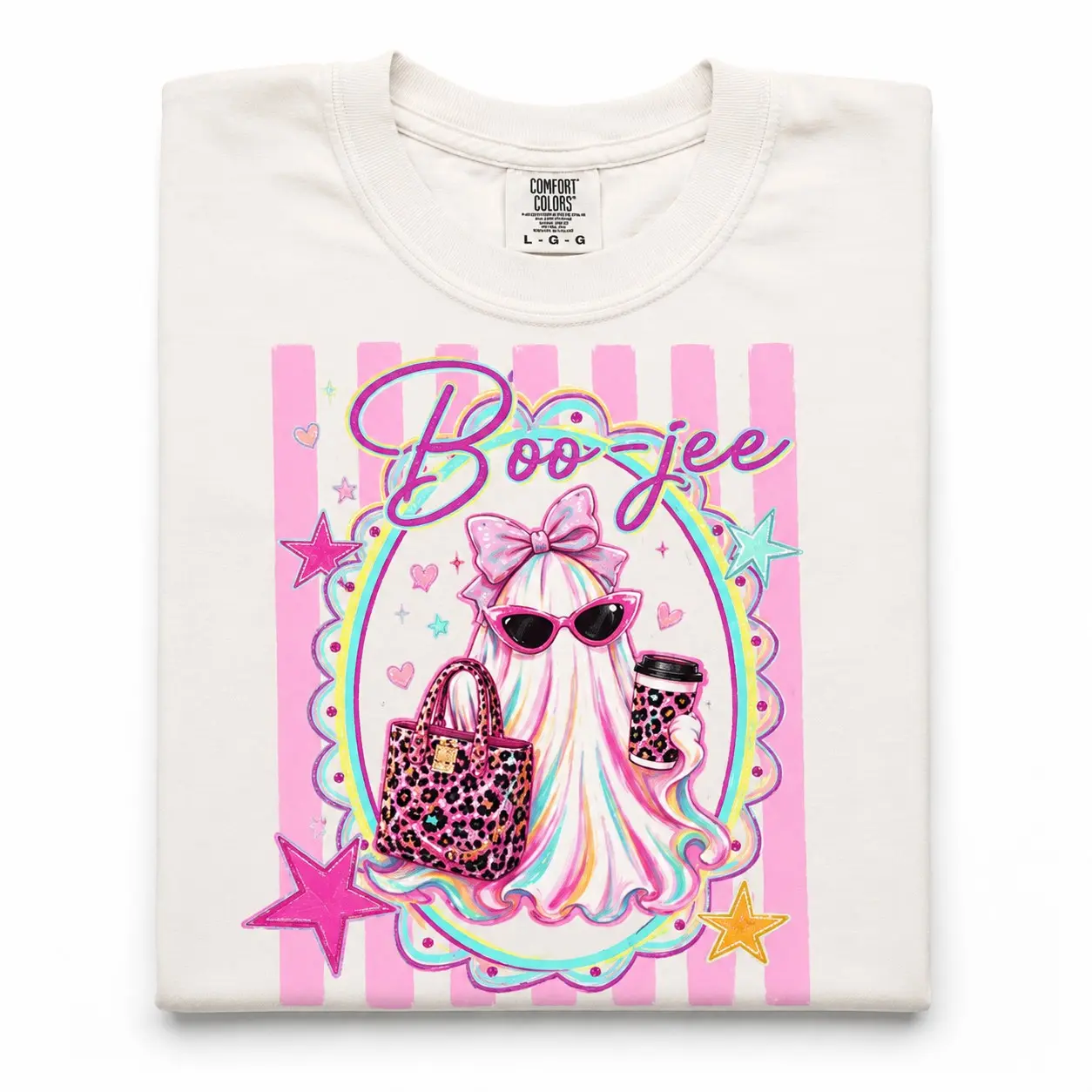 Comfort Colors Cute Ghost Animals Dachshund Goose Boo-jee Women Graphic Shirts Halloween Party - photo 4