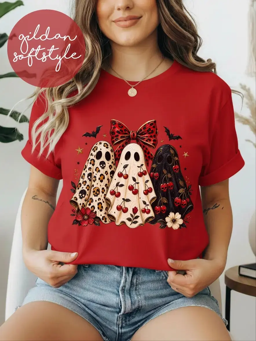 Comfort Colors Cute Ghost Halloween Shirt for Women Graphic Tee Spooky Season Vintage Goth Fall Gift - photo 2