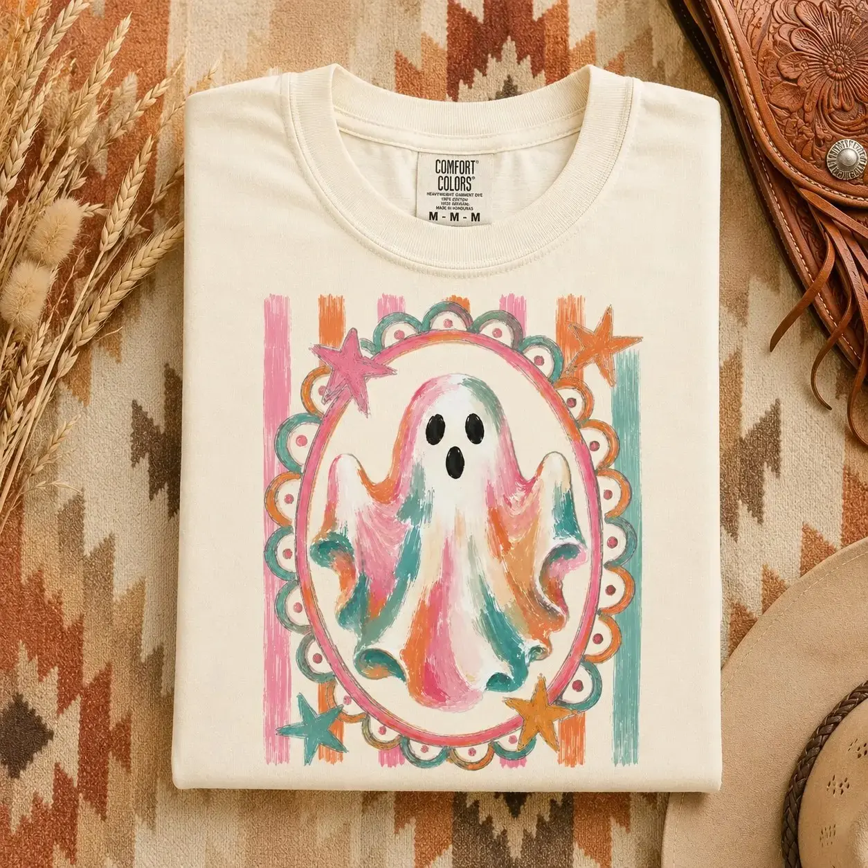 Comfort Colors Cute Ghost Plaid Bow Iced Coffee Shirt, Retro Vintage Autumn Halloween Tee for Women - photo 2