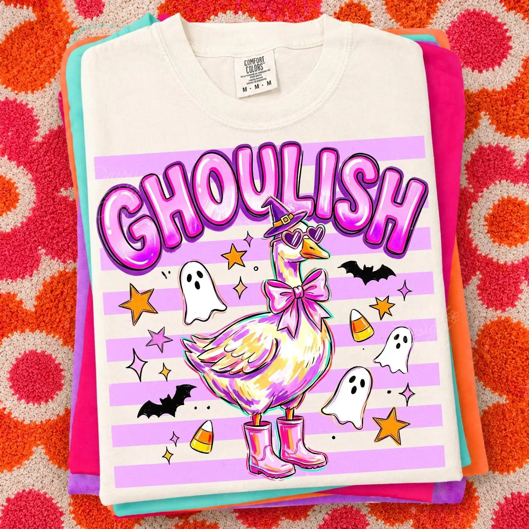 Comfort Colors Cute Goose Halloween Shirt, Womens Ghoulish Preppy Tee, Girly Spooky Season Cottagecore Fall Graphic Top - photo 5