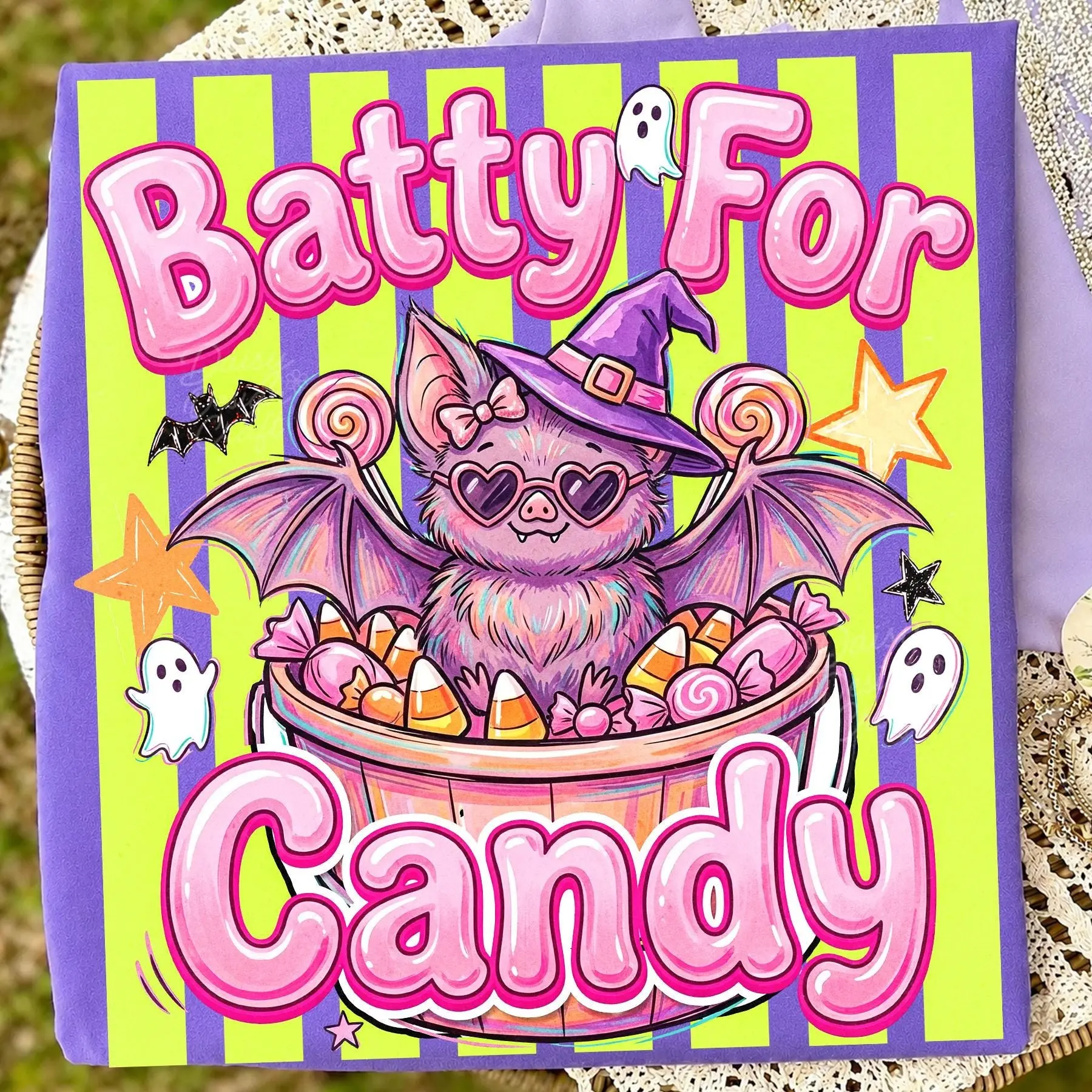 Comfort Colors Batty For Candy Shirt, Cute Coquette Summerween Ghost Spooky Season Trendy Fall Tee