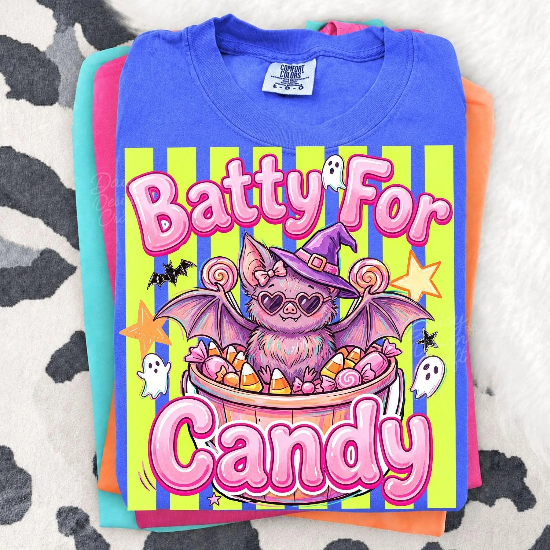 Comfort Colors Batty For Candy Shirt, Cute Coquette Summerween Ghost Spooky Season Trendy Fall Tee - photo 2