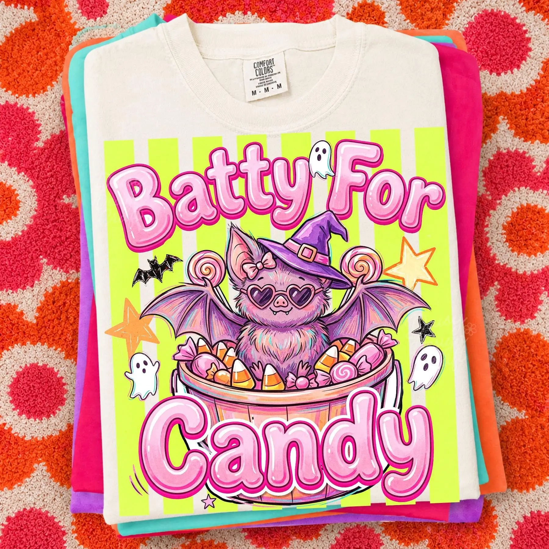 Comfort Colors Batty For Candy Shirt, Cute Coquette Summerween Ghost Spooky Season Trendy Fall Tee - photo 4