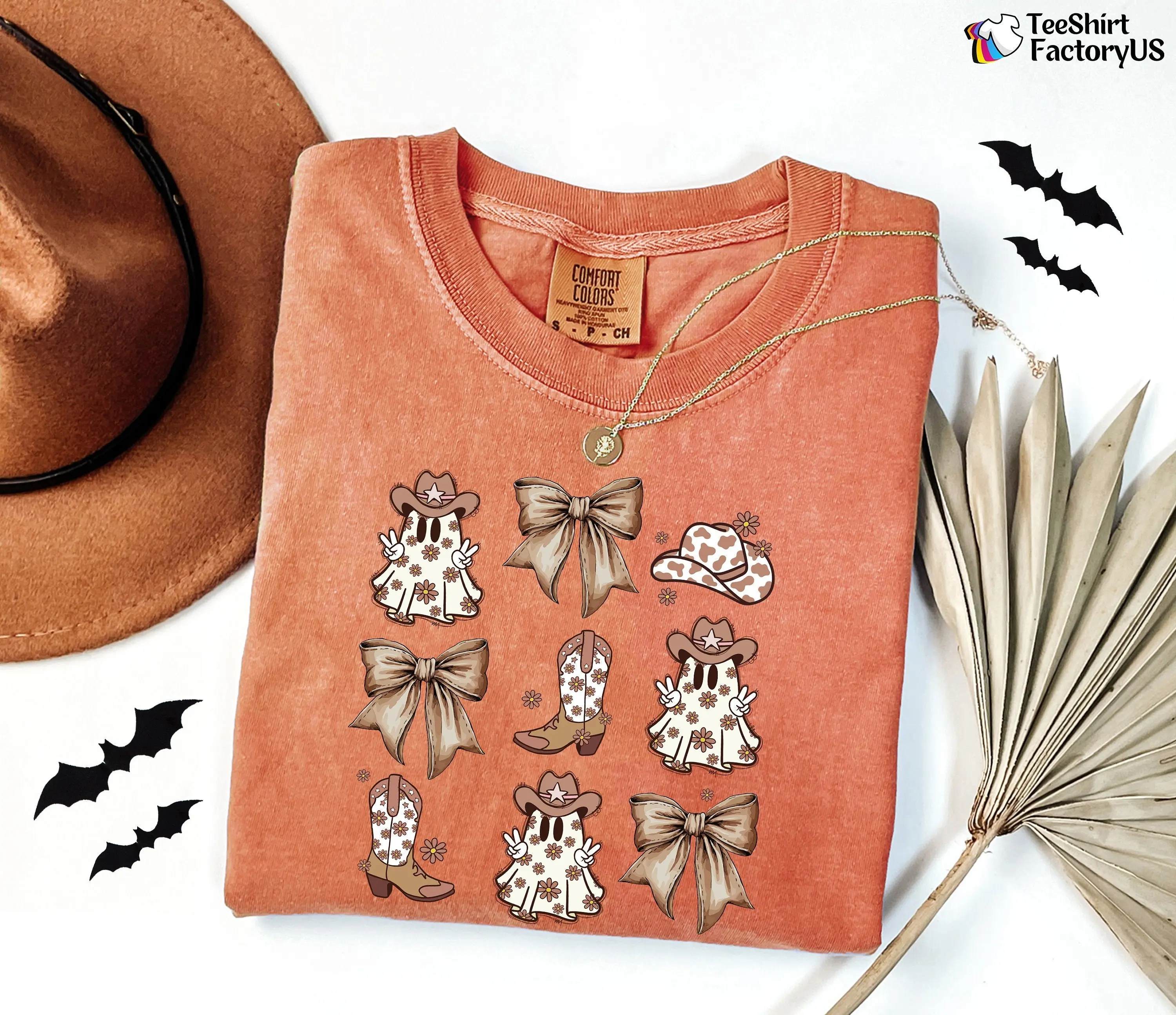 Comfort Colors Cute Cowboy Ghost Shirt, Western Halloween Graphic Tee, Spooky Season Fall Gift