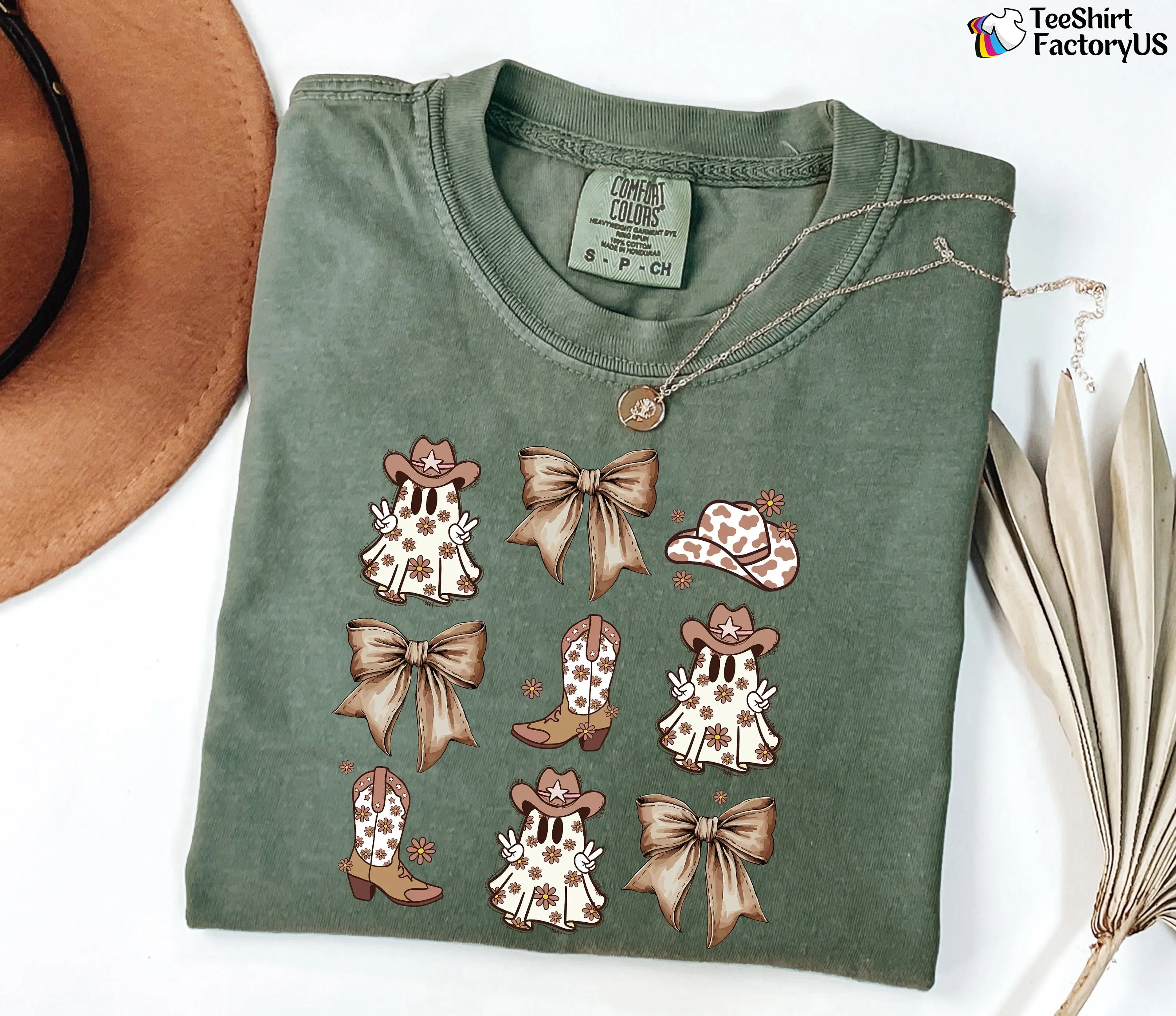 Comfort Colors Cute Cowboy Ghost Shirt, Western Halloween Graphic Tee, Spooky Season Fall Gift - photo 2
