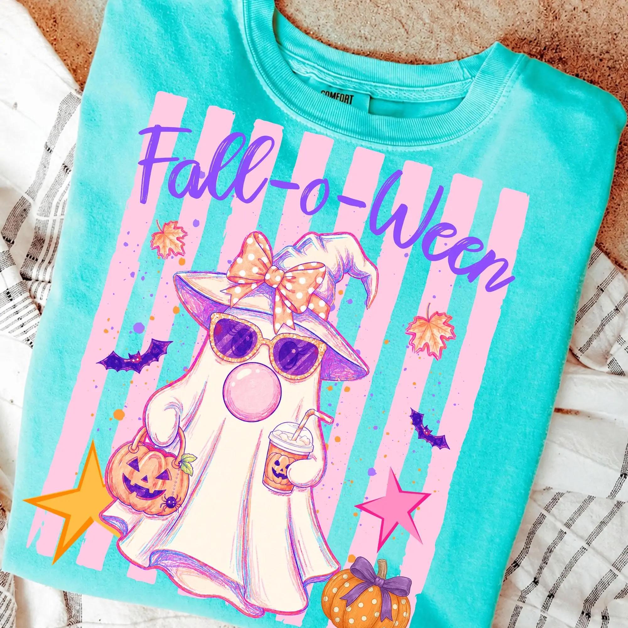 Comfort Colors Cute Halloween Ghost Goose Dog Raccoon Shirt, Just A Spooky Paw Season Set Tshirt - photo 2