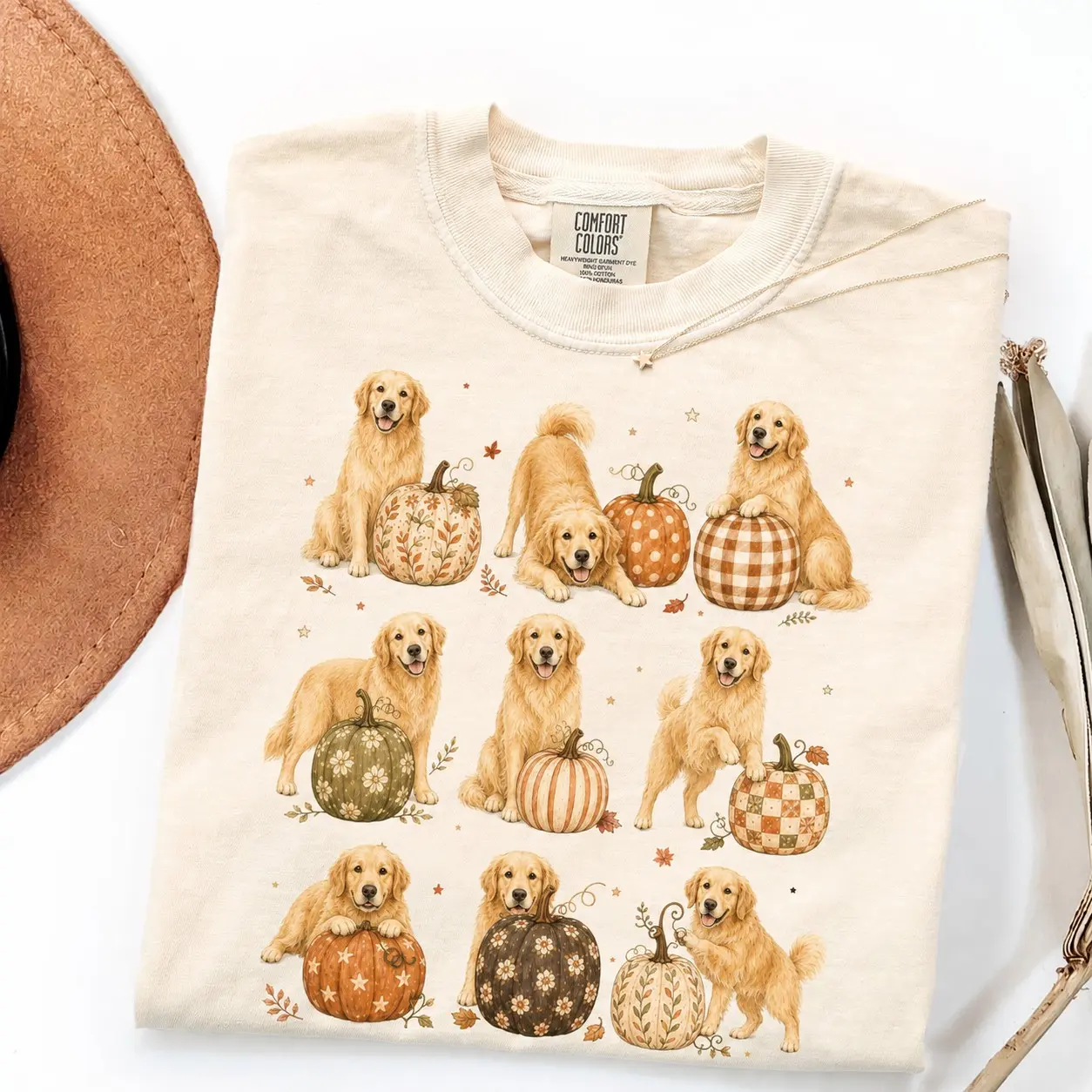 Comfort Colors Cute Pumpkin Dog Breed Shirt, Cottagecore Labrador Golden Dachshund Poodle Fall Tee for Moms - photo 3
