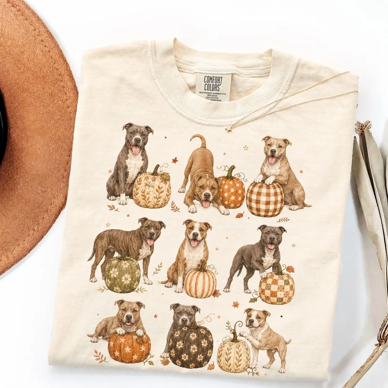Comfort Colors Cute Pumpkin Dog Breed Shirt, Cottagecore Labrador Golden Dachshund Poodle Fall Tee for Moms - photo 4