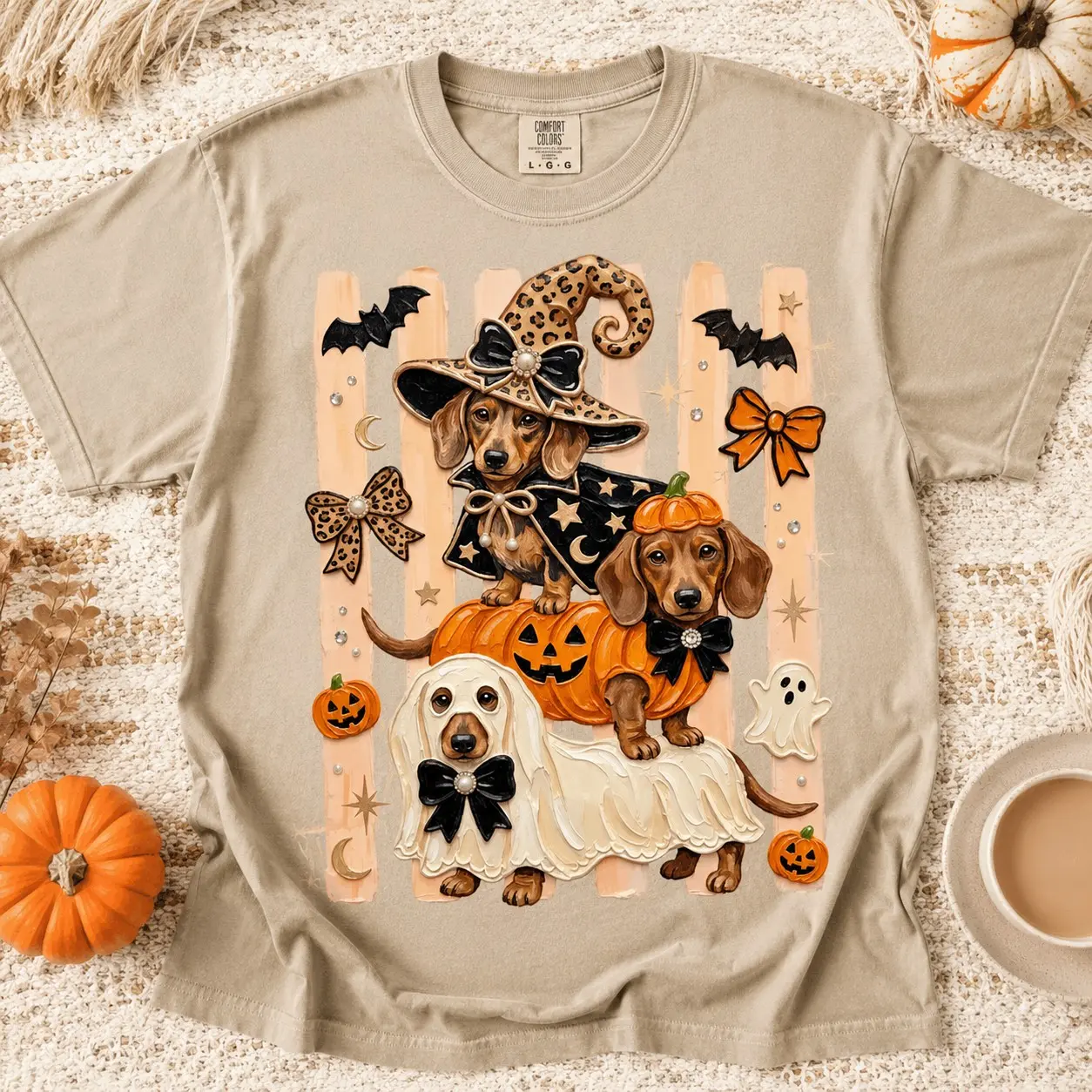 Comfort Colors Dachshund Witch Ghost Pumpkin Shirt, Cute Doxie Pet Lover Fall October Dog Mom Gift - photo 2