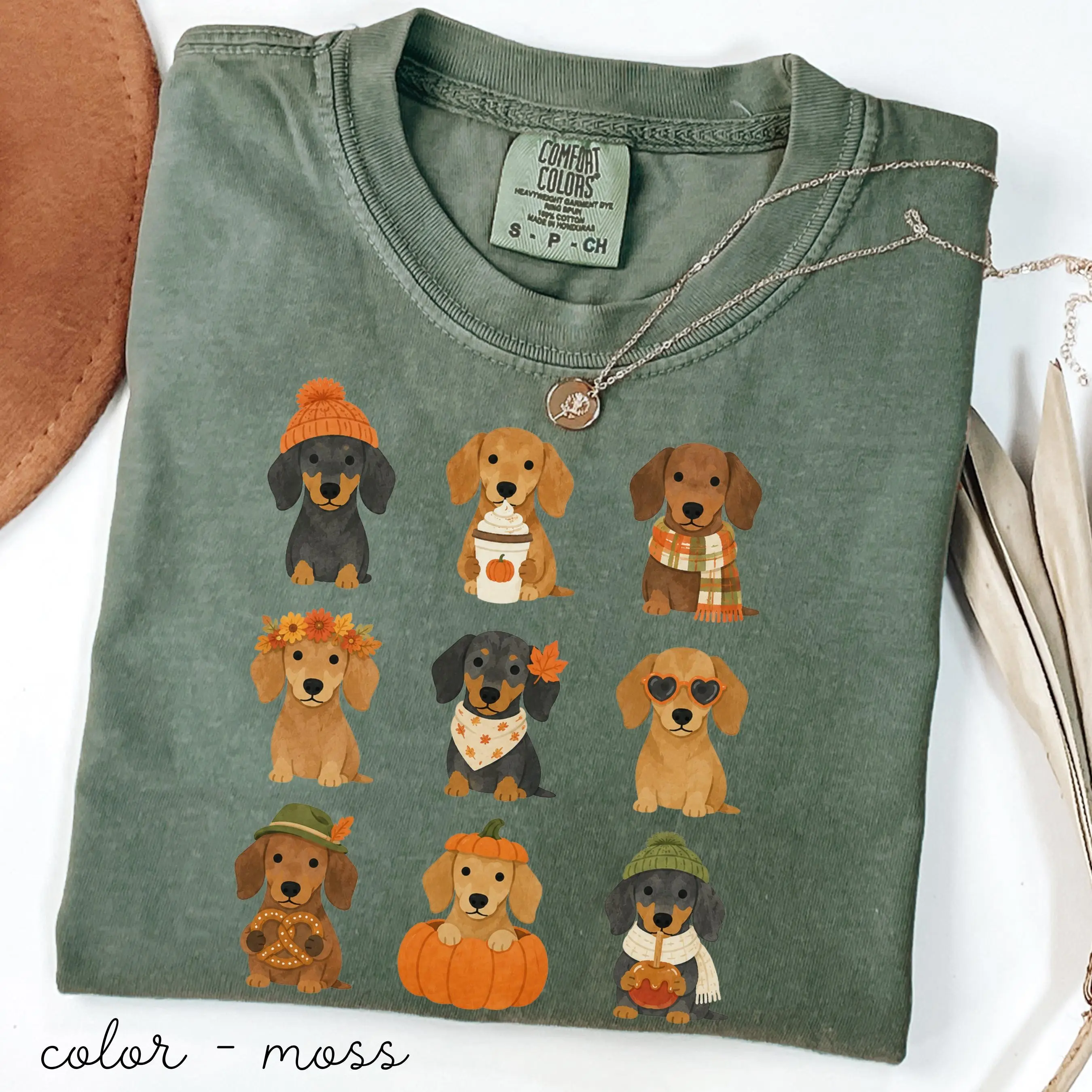 Comfort Colors Dachshund Fall Shirt, Cute Autumn Pumpkin Spice Wiener Tee, Dog Mom Gift