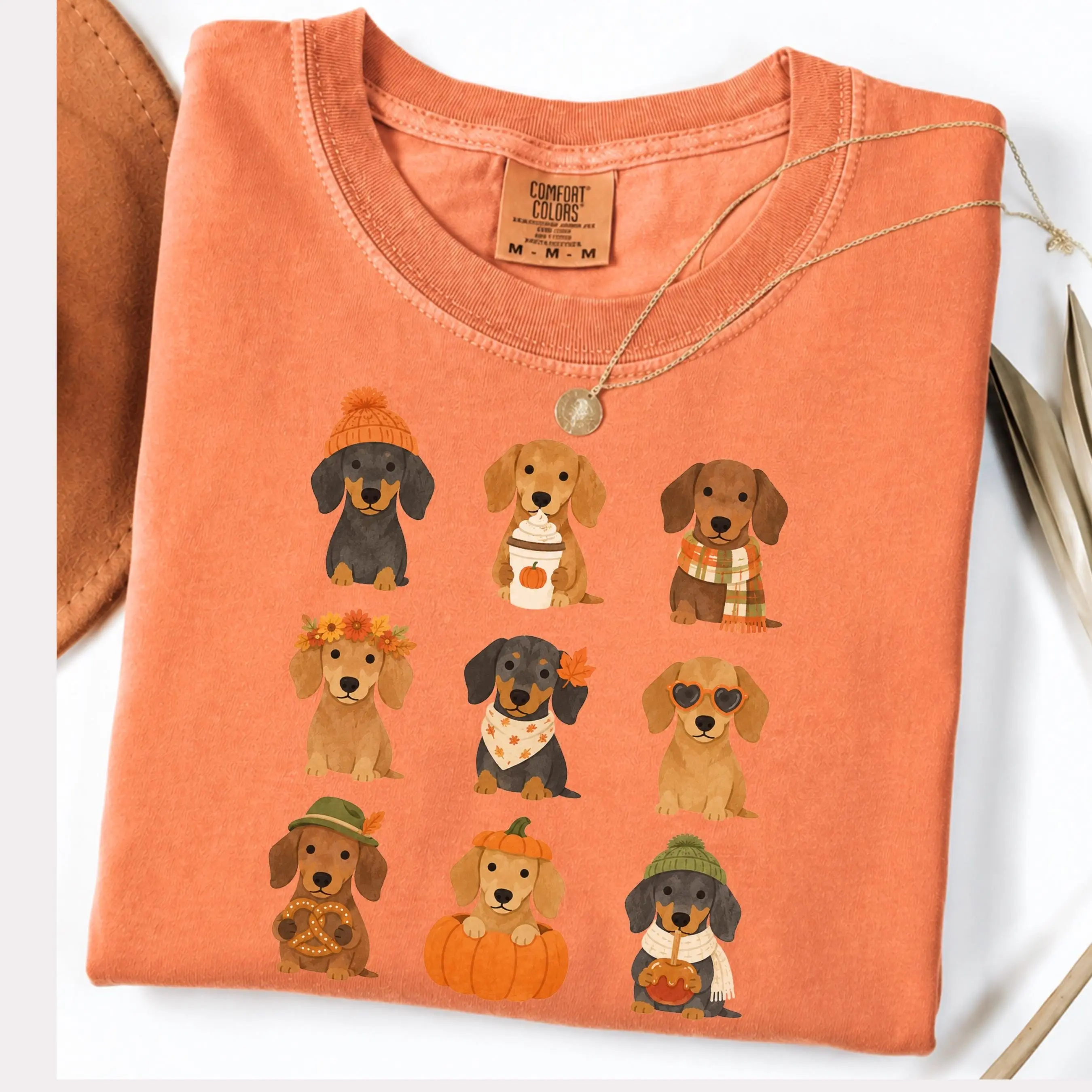 Comfort Colors Dachshund Fall Shirt, Cute Autumn Pumpkin Spice Wiener Tee, Dog Mom Gift - photo 2