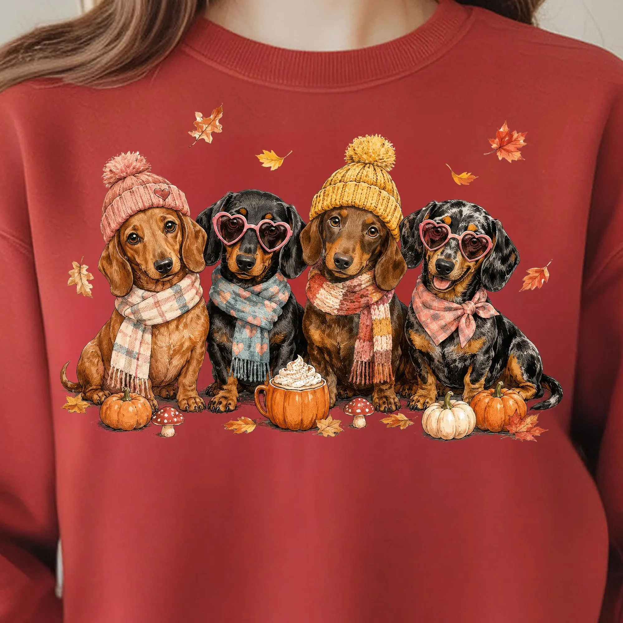 Comfort Colors Dachshund Fall Shirt, Cute Wiener Dog Mom Pumpkin Thanksgiving Autumn Gift - photo 3