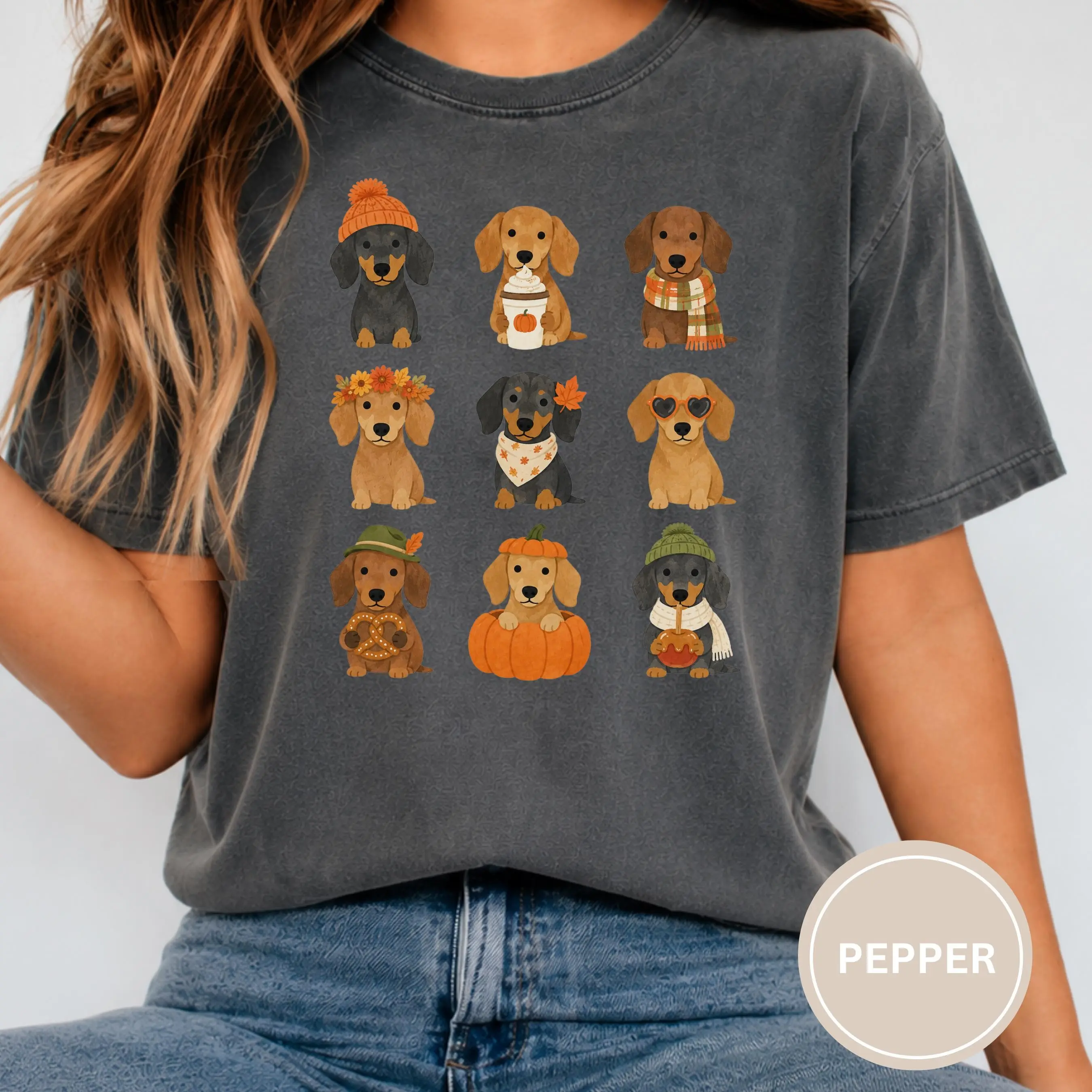 Comfort Colors Dachshund Fall Shirt, Cute Autumn Pumpkin Spice Wiener Tee, Dog Mom Gift - photo 3