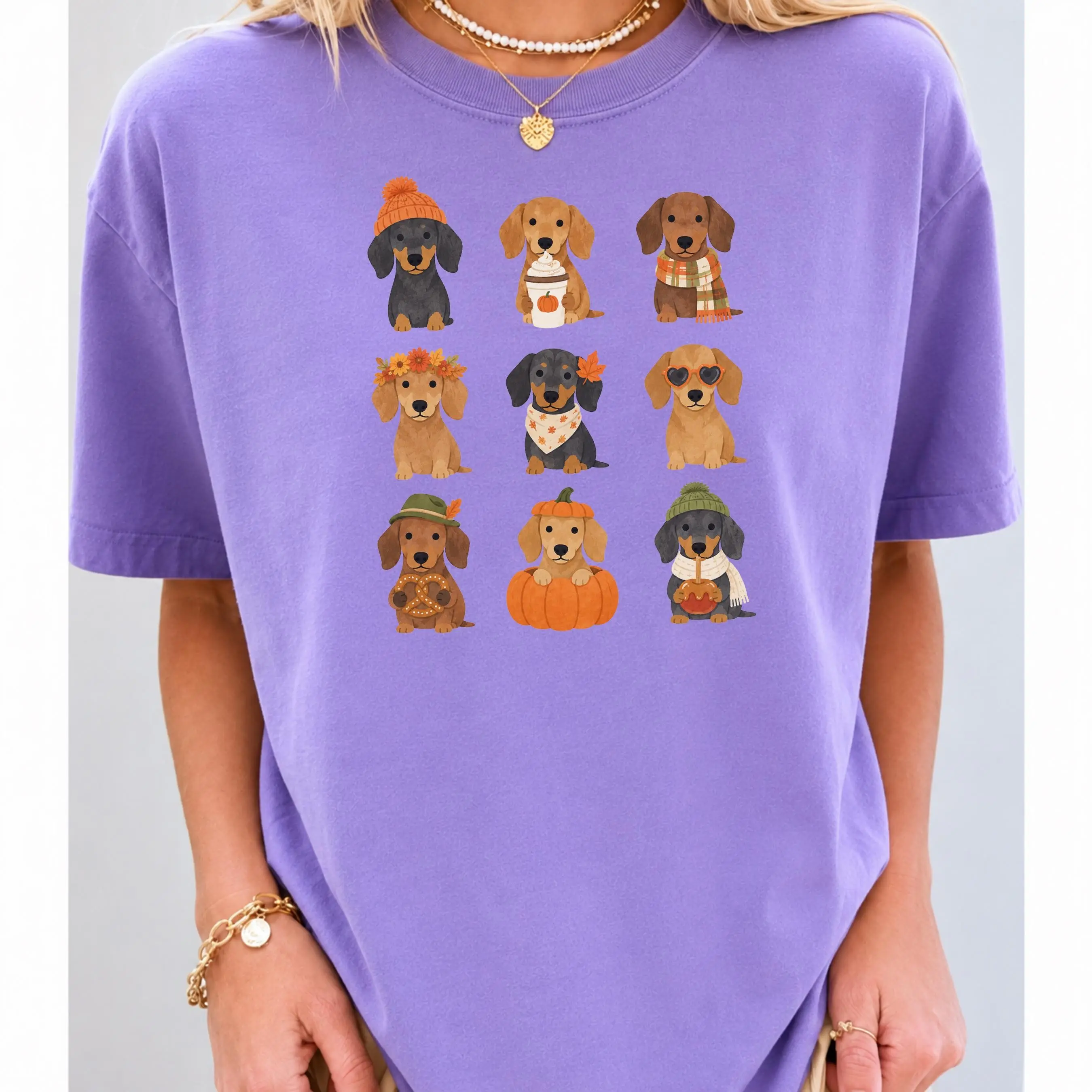 Comfort Colors Dachshund Fall Shirt, Cute Autumn Pumpkin Spice Wiener Tee, Dog Mom Gift - photo 4