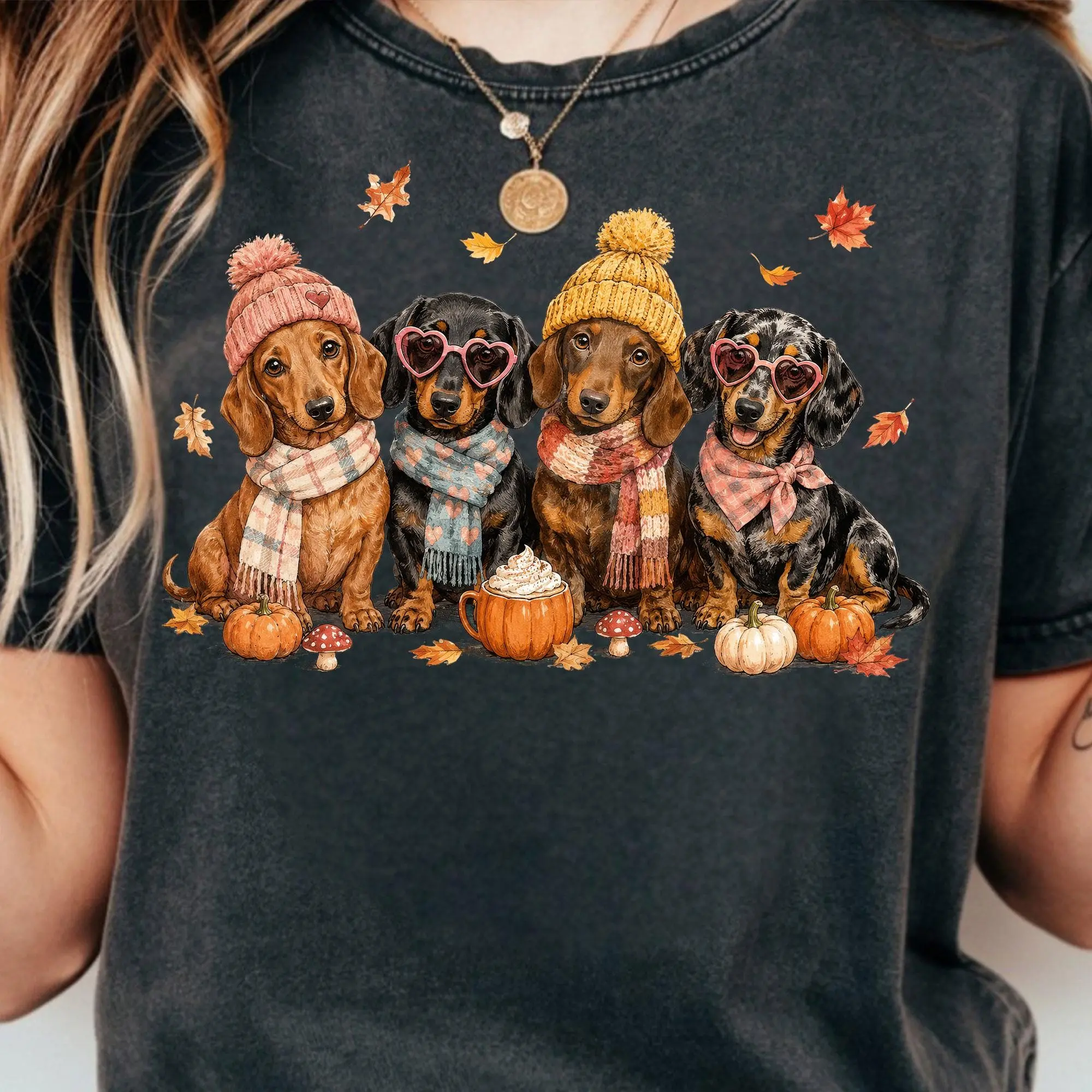 Comfort Colors Dachshund Fall Shirt, Cute Wiener Dog Mom Pumpkin Thanksgiving Autumn Gift - photo 4