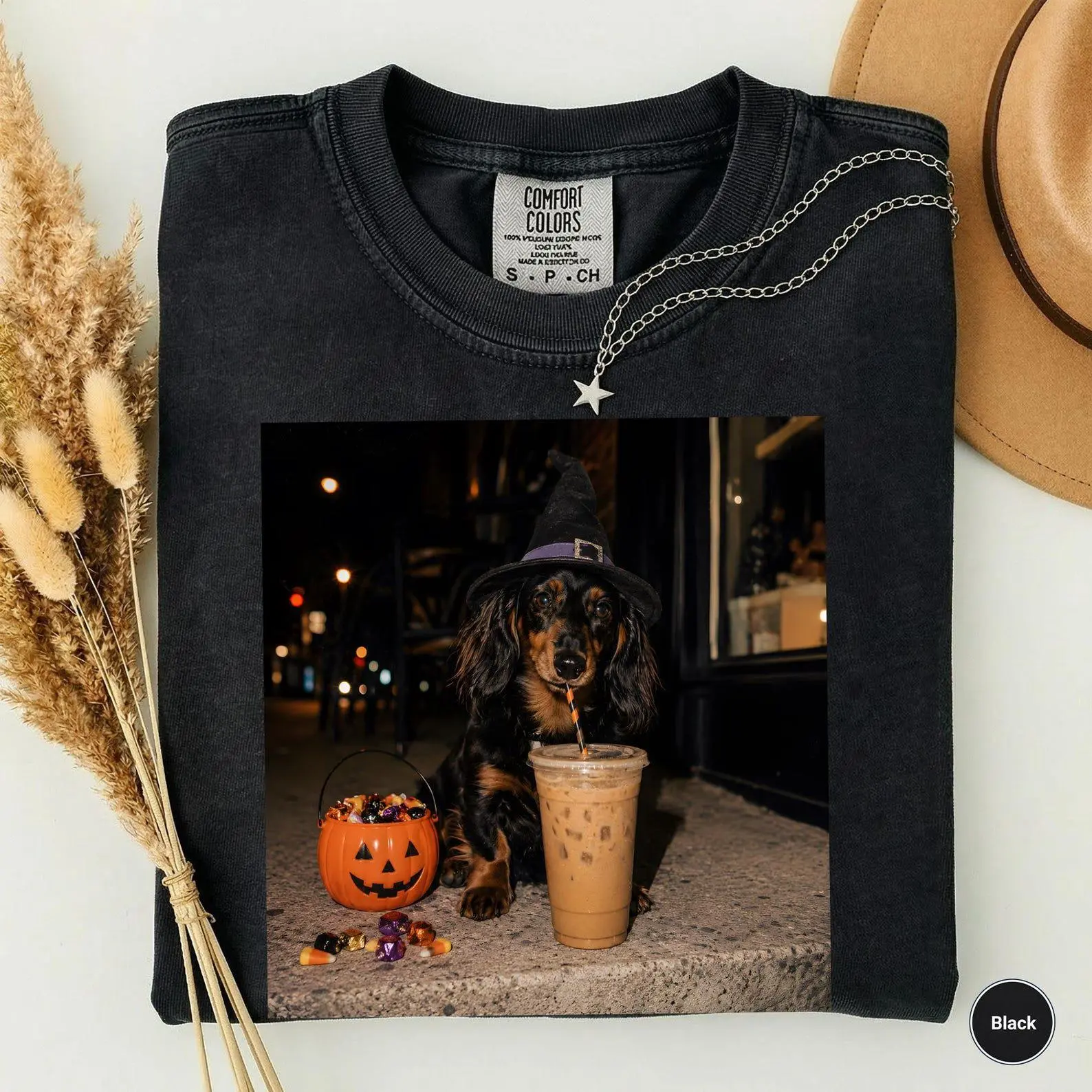 Comfort Colors Dachshund Halloween Shirt, Iced Coffee Dog Mom Tee, Funny Pet Mama Fall Gift - photo 3