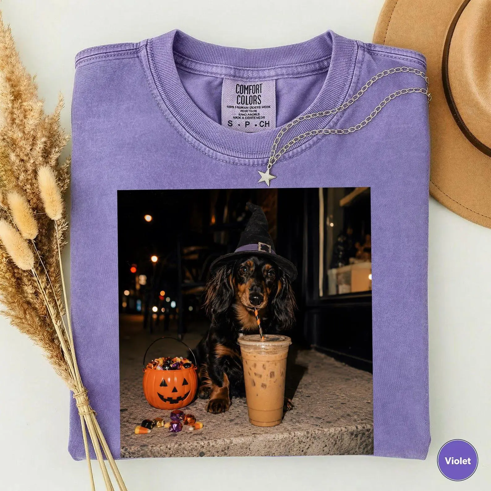 Comfort Colors Dachshund Halloween Sweatshirt, Iced Coffee Dog Mom Crewneck, Funny Pet Mama Fall Gift - photo 4